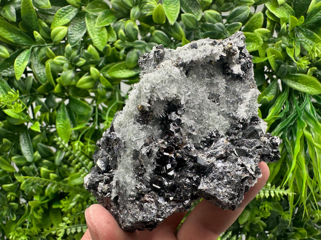 Sphalerite on Green Quartz, Borieva Mine Mineral Specimen