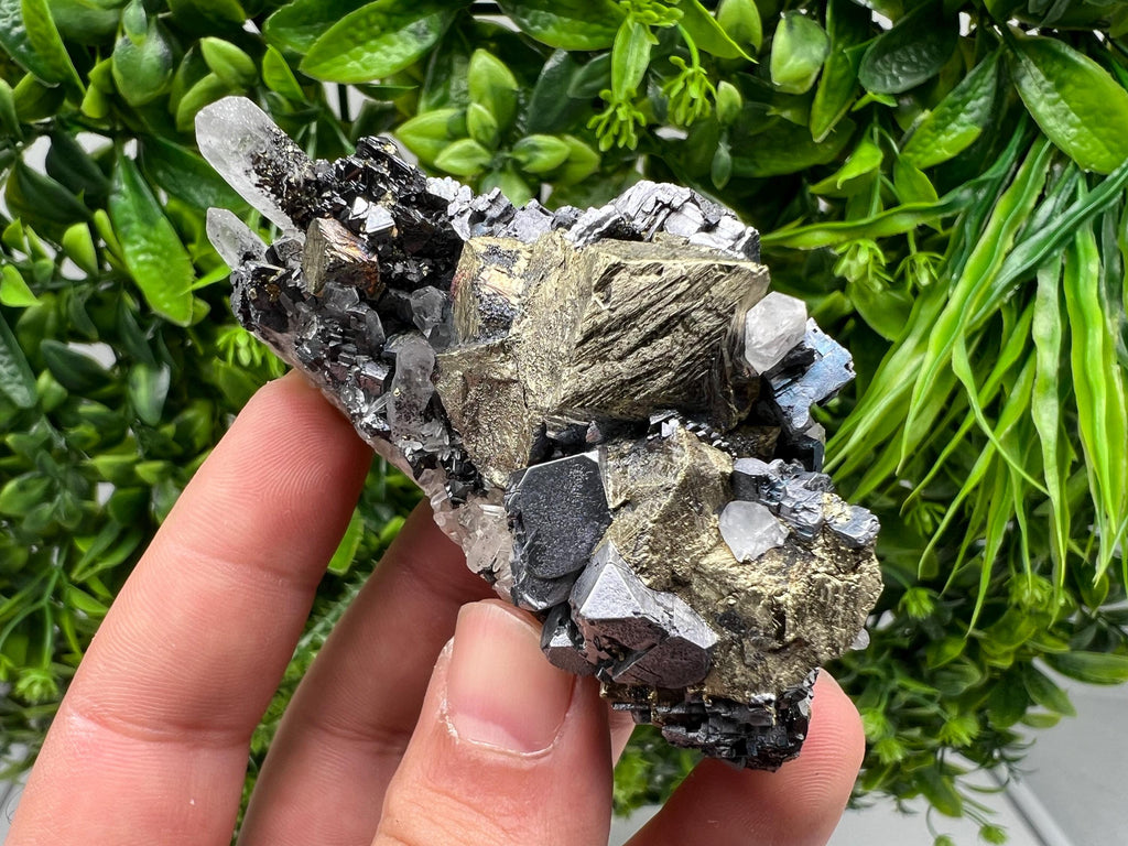 Aesthetic Natural shiny Galena whit Siderite and Quartz from 9 th September mine,Bulgaria,collection specimen,rare galena,Galena cluster