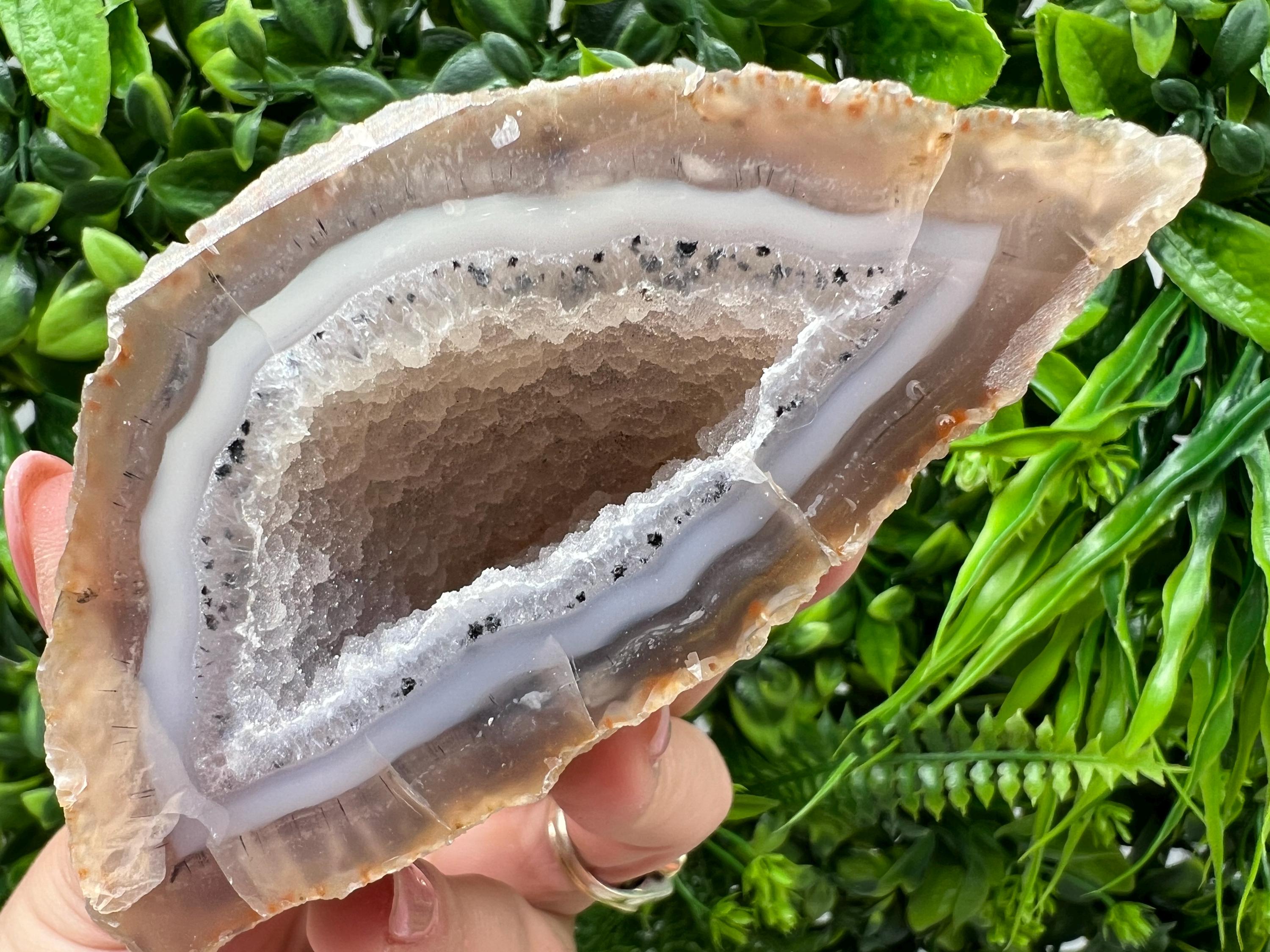 Natural Agate Druzy Geode, Quartz Crystal