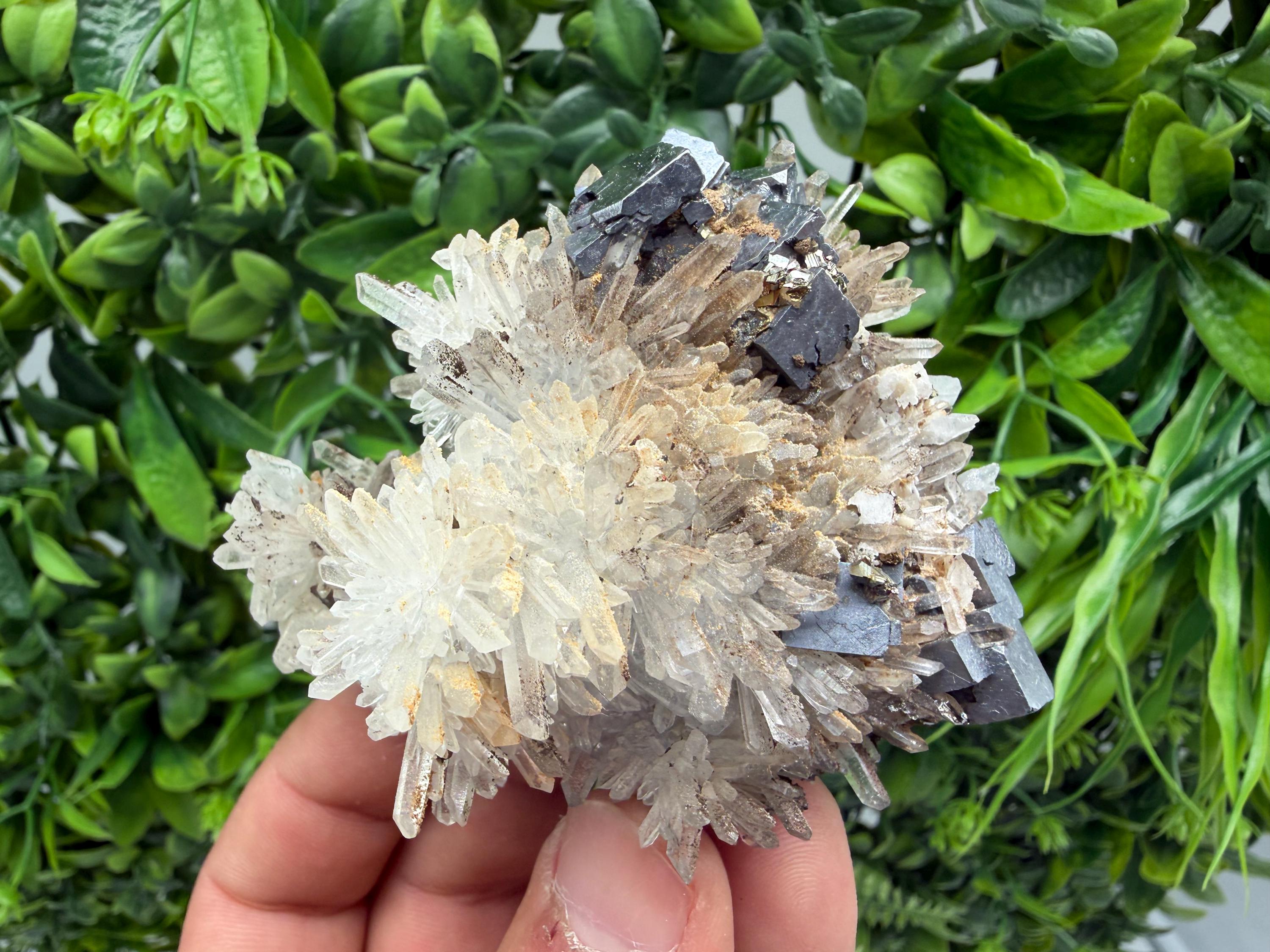 Stunning Galena,Sphalerite on Quartz whit Siderite from 9 th September mine,Madan,Bulgaria,Natural,collectible mineral specimen,home decor
