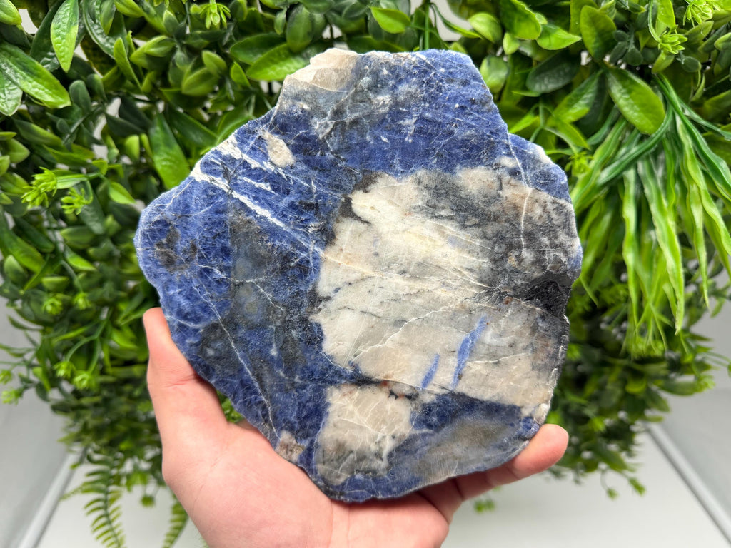 Polished Sodalite Slice – Natural Blue Crystal Slab, Home Decor Accent