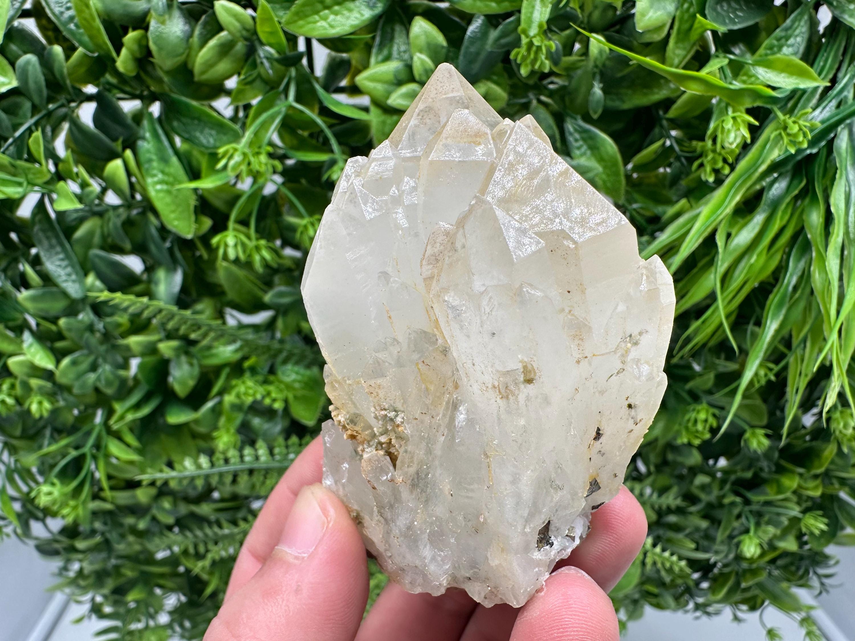 Limonite Quartz Crystal Cluster: Iron Oxide Mineral Specimen