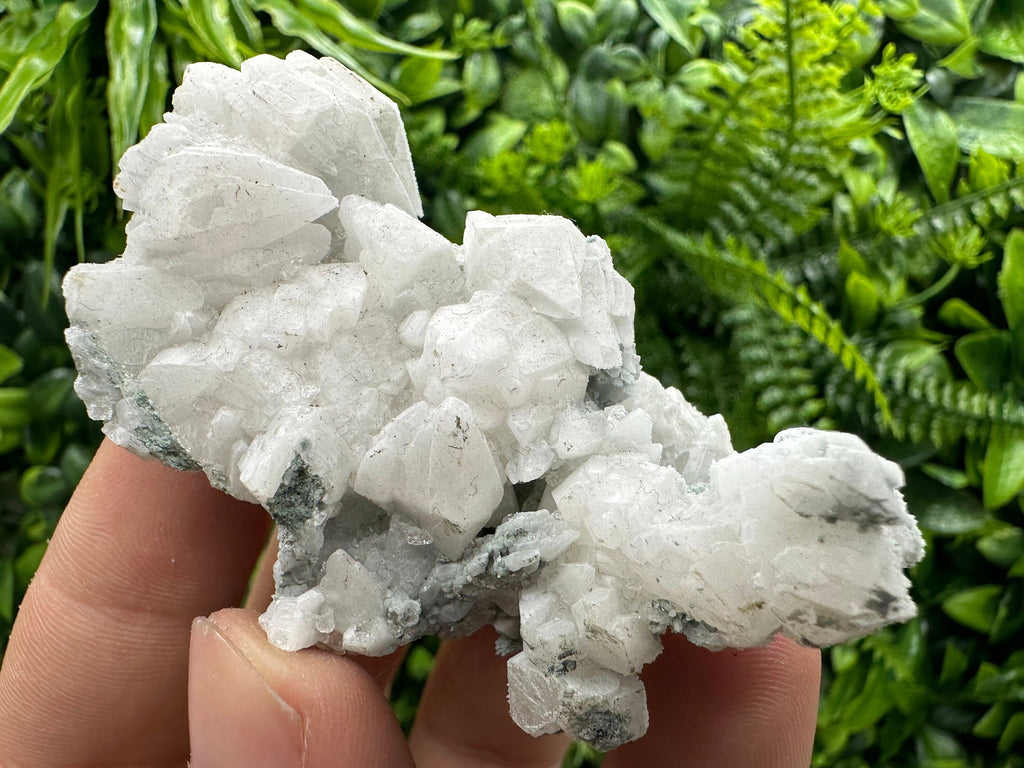 Calcite on Green Quartz: Djurcovo Mine, Bulgaria