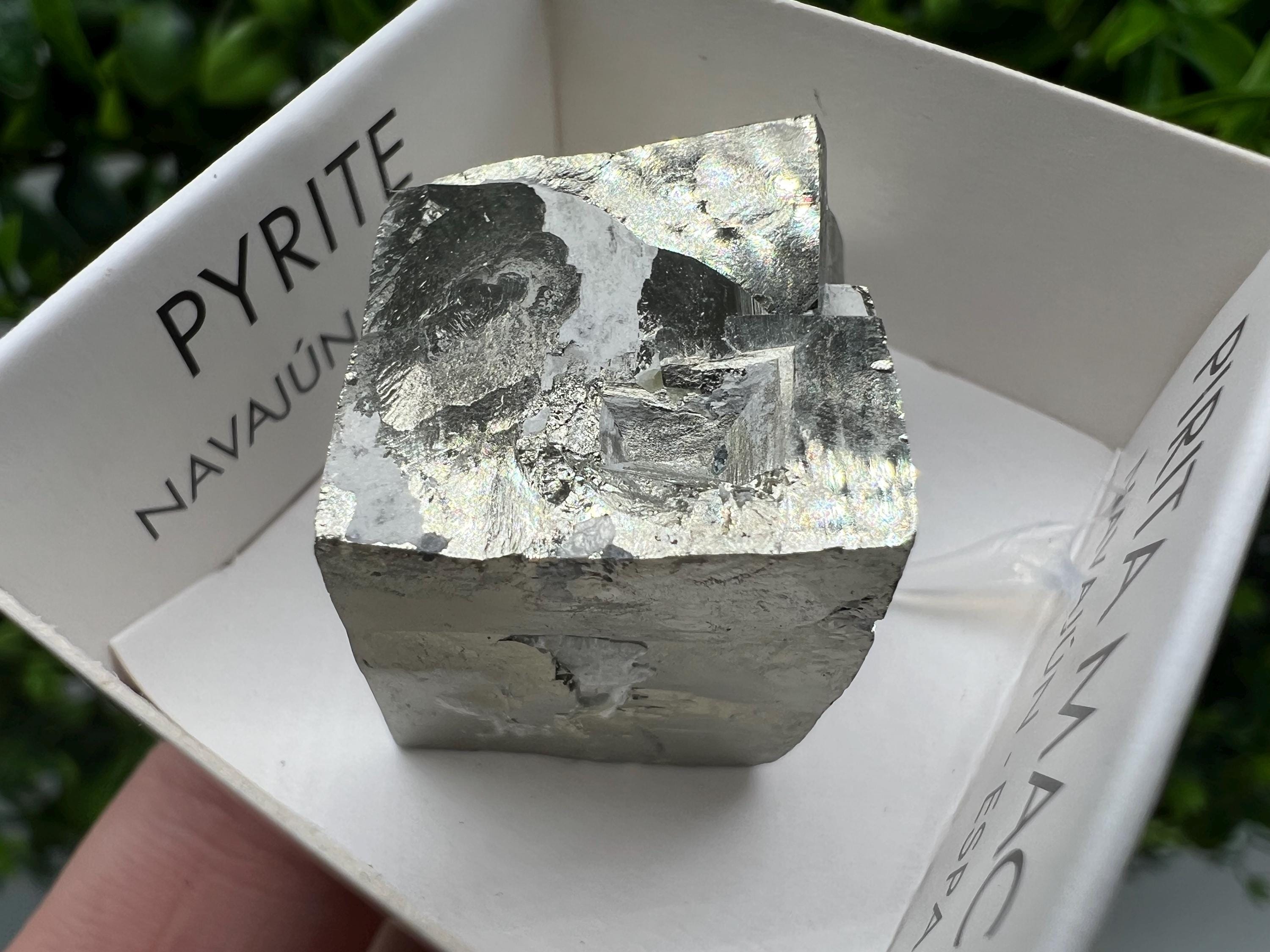 Navajun Pyrite Cube: Interjoined Gold Mineral Specimen, La Rioja Spain