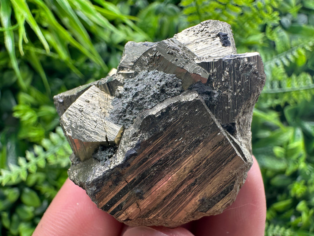 Rare Double Sided Pyrite Cluster with Hematite