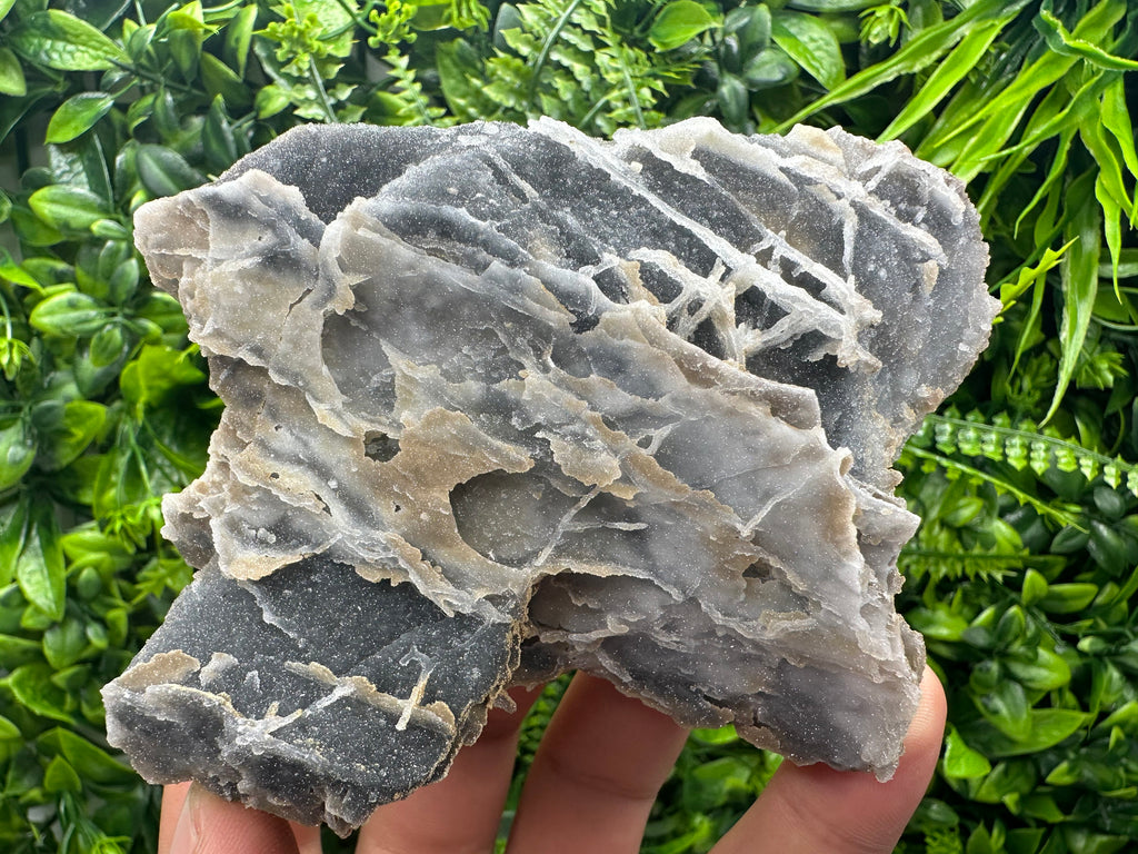 Blue Chalcedony Quartz with Chlorite Inclusions, Bulgaria Mineral Specimen