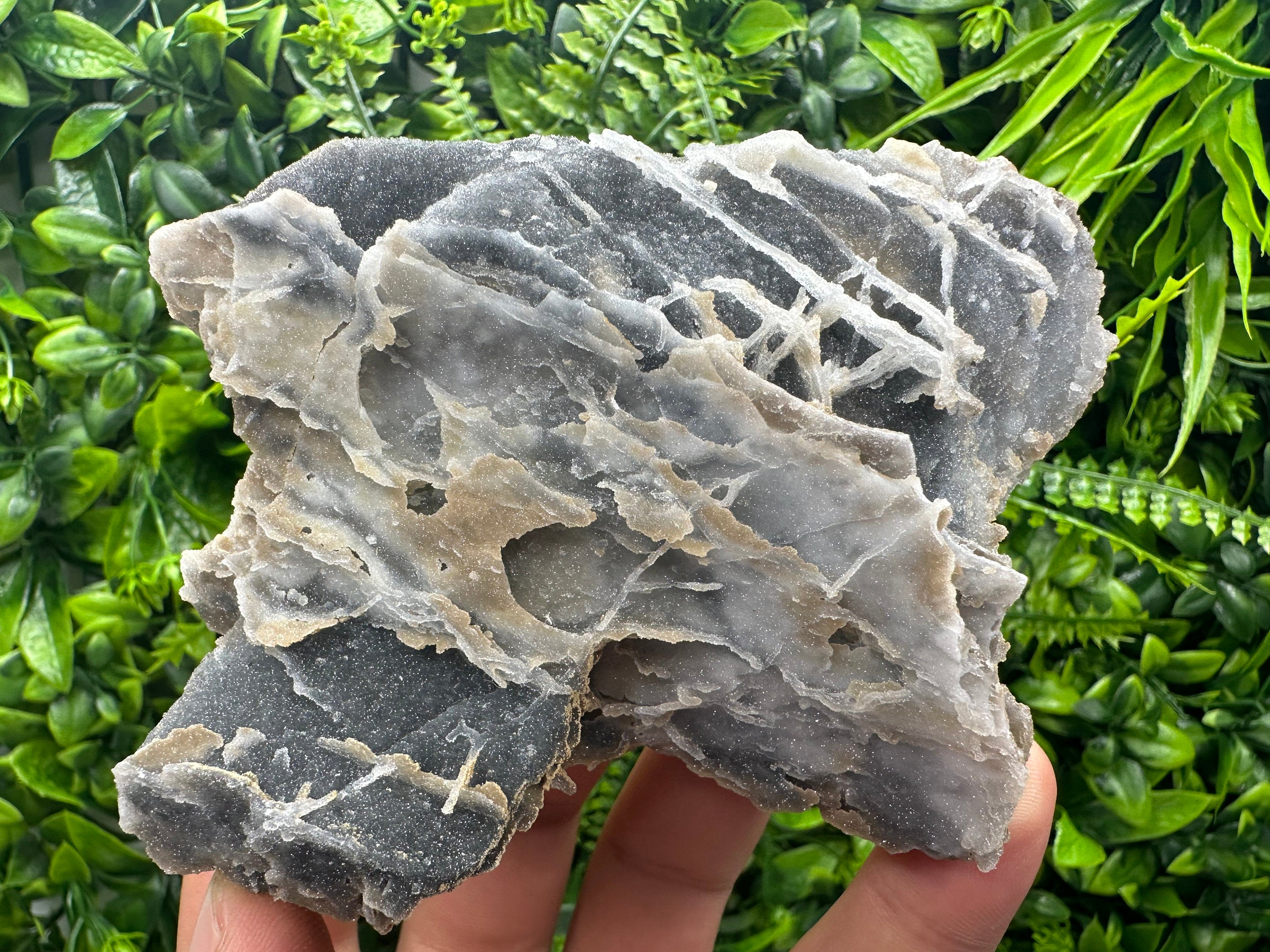 Blue Chalcedony Quartz with Chlorite Inclusions, Bulgaria Mineral Specimen