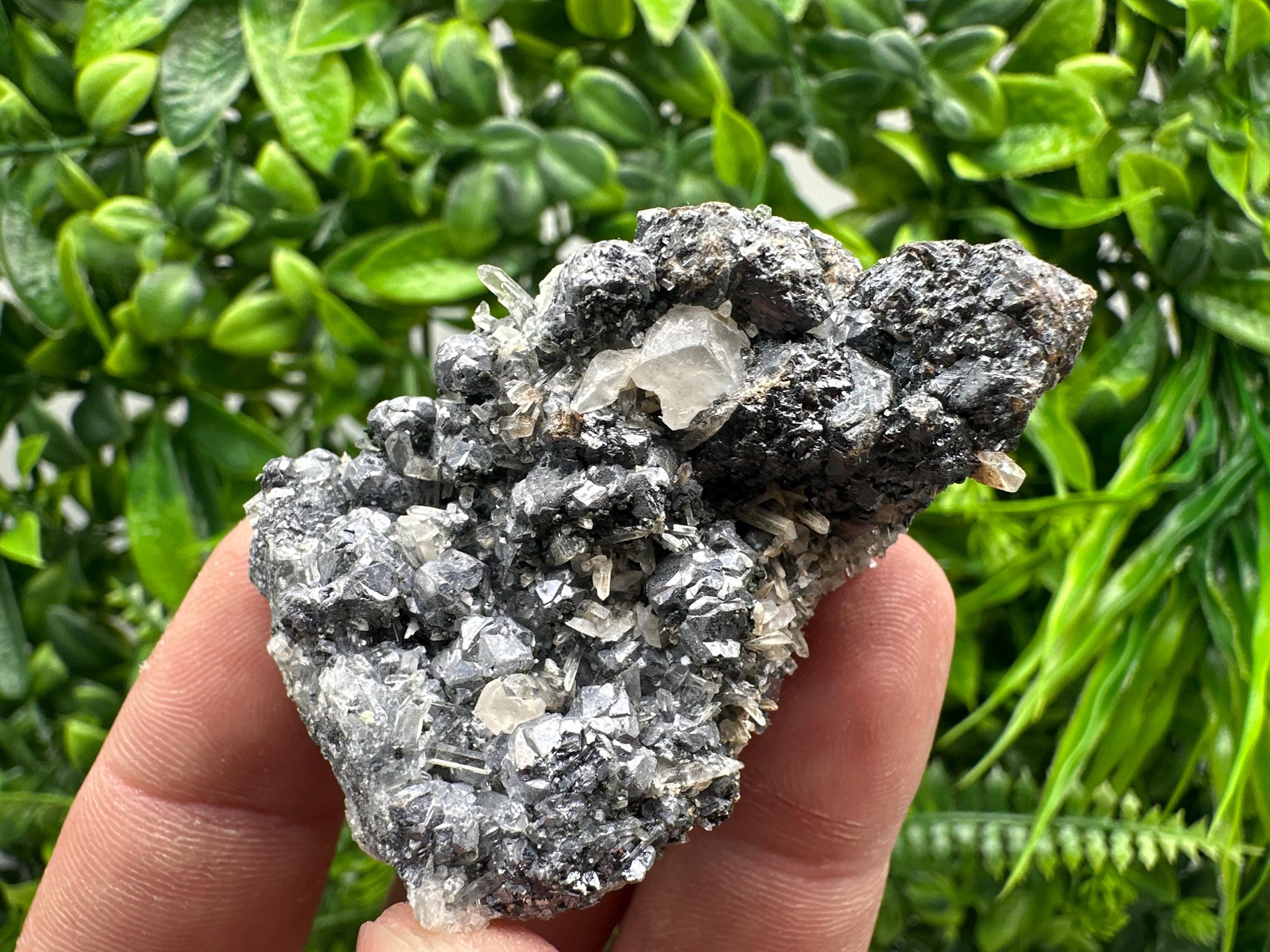 Galena with Quartz and Calcite, Borieva Mine Mineral Specimen