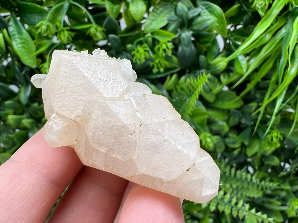 Calcite on Green Quartz: Djurcovo Mine, Bulgaria Healing Crystal