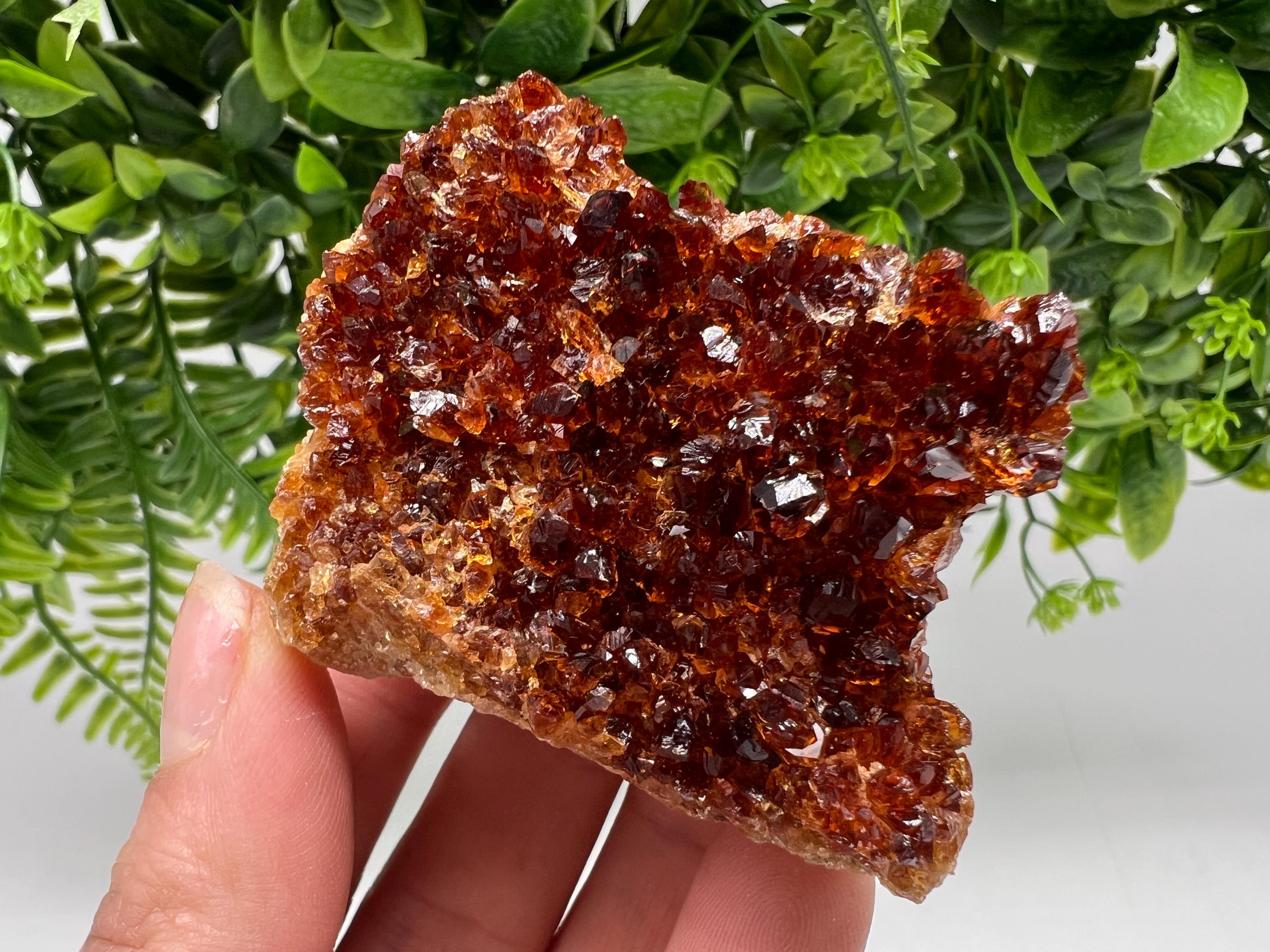 Citrine Crystal with Hematite Inclusions: Natural Phantom Cluster