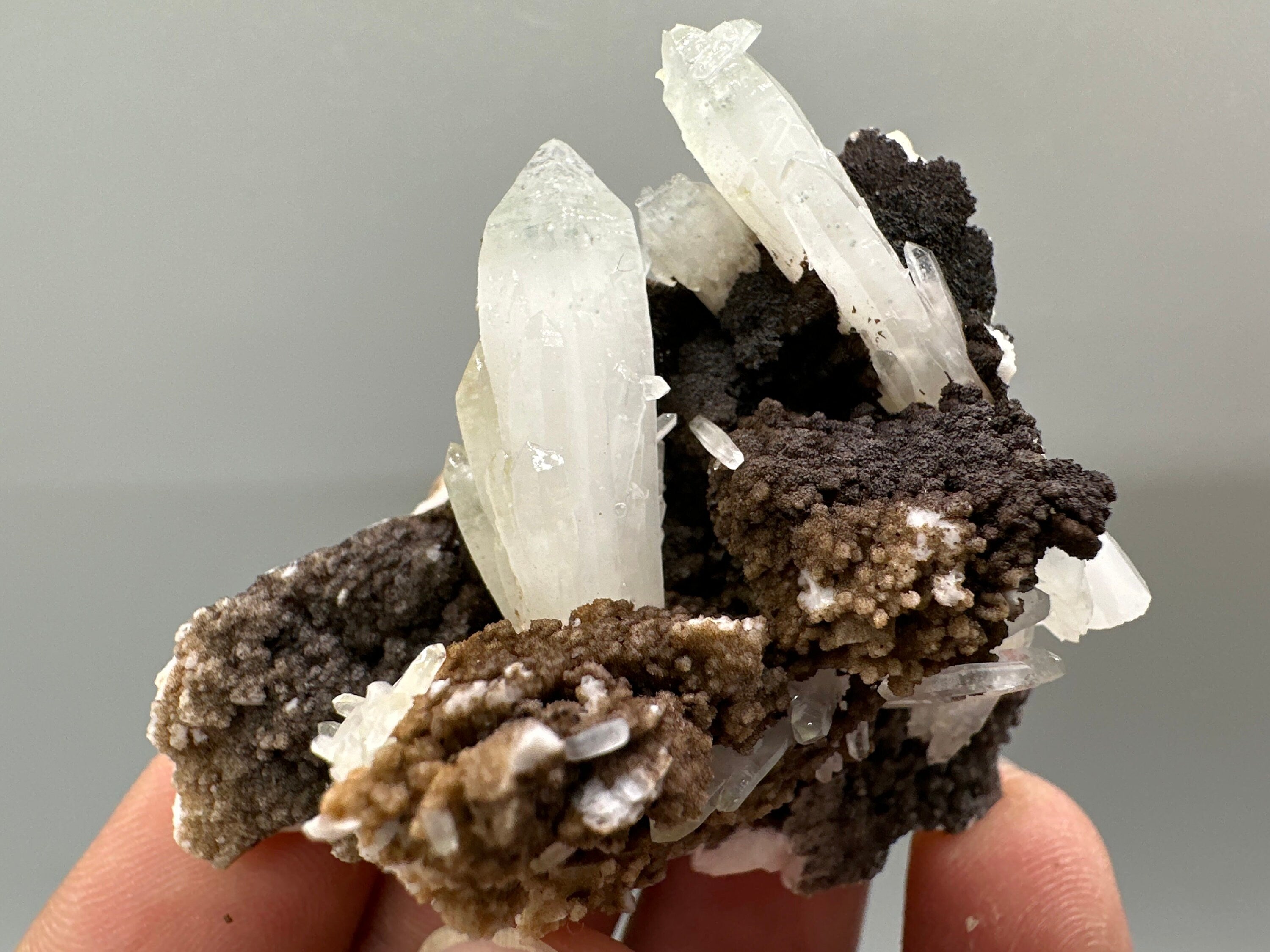 Chlorite Quartz on Rhodochrosite with Dolomite Mineral Souvenir