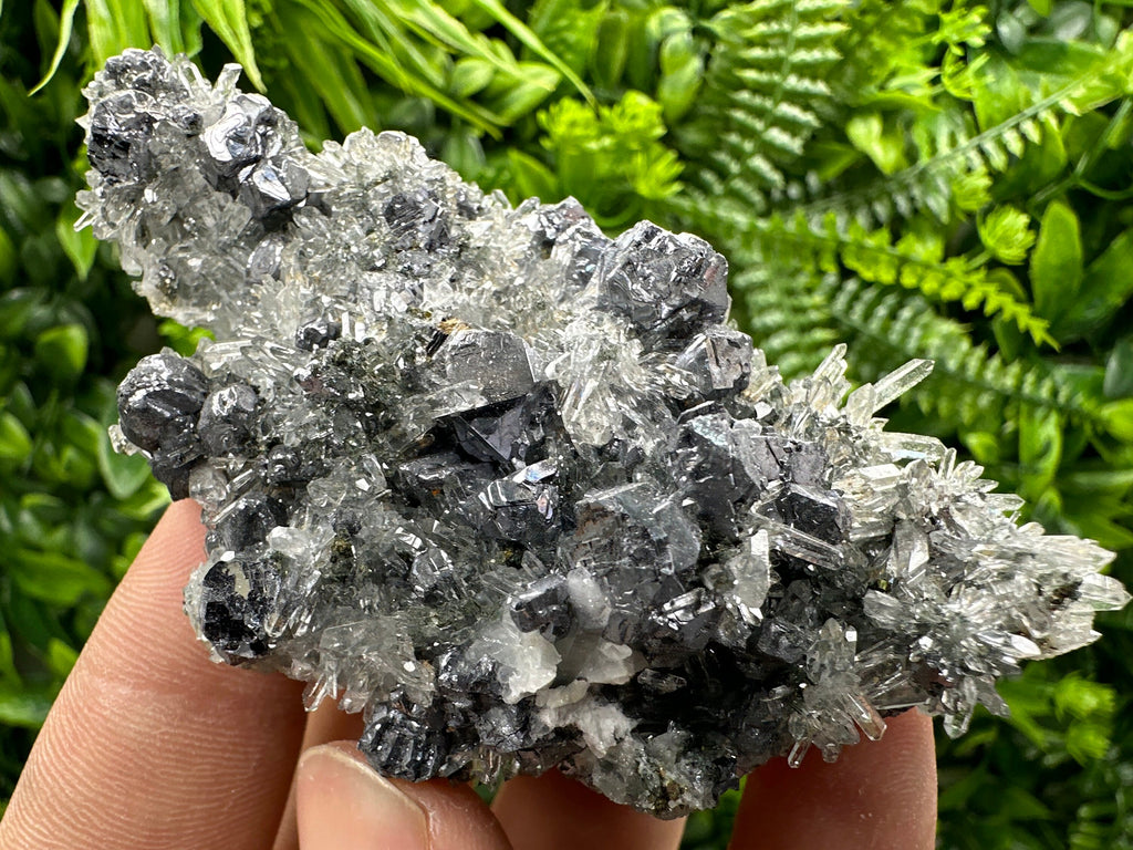 Galena Sphalerite on Quartz Crystal, Bulgaria Mineral Specimen