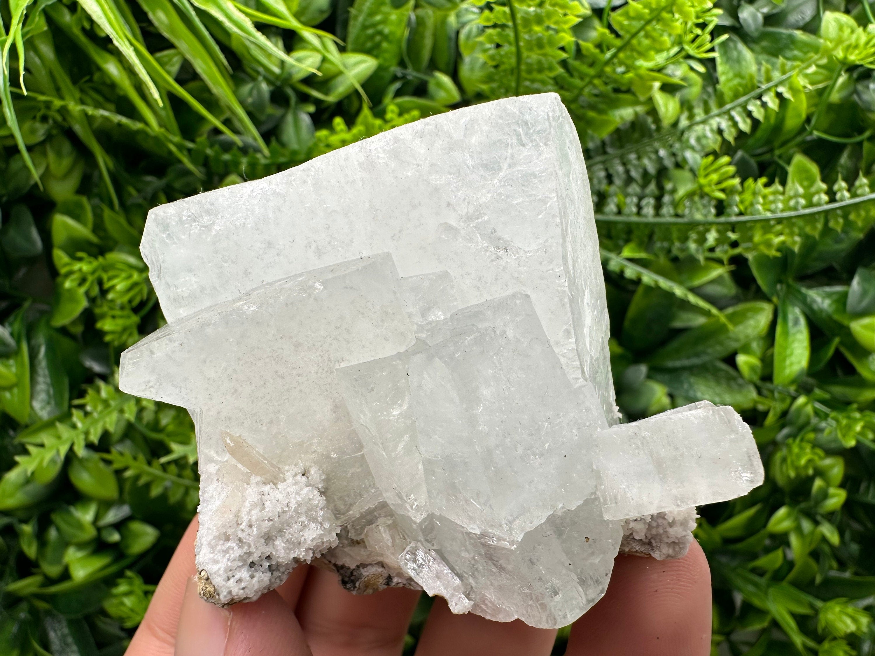 Transparent Apophyllite on Chalcedony, India Minerals Specimen