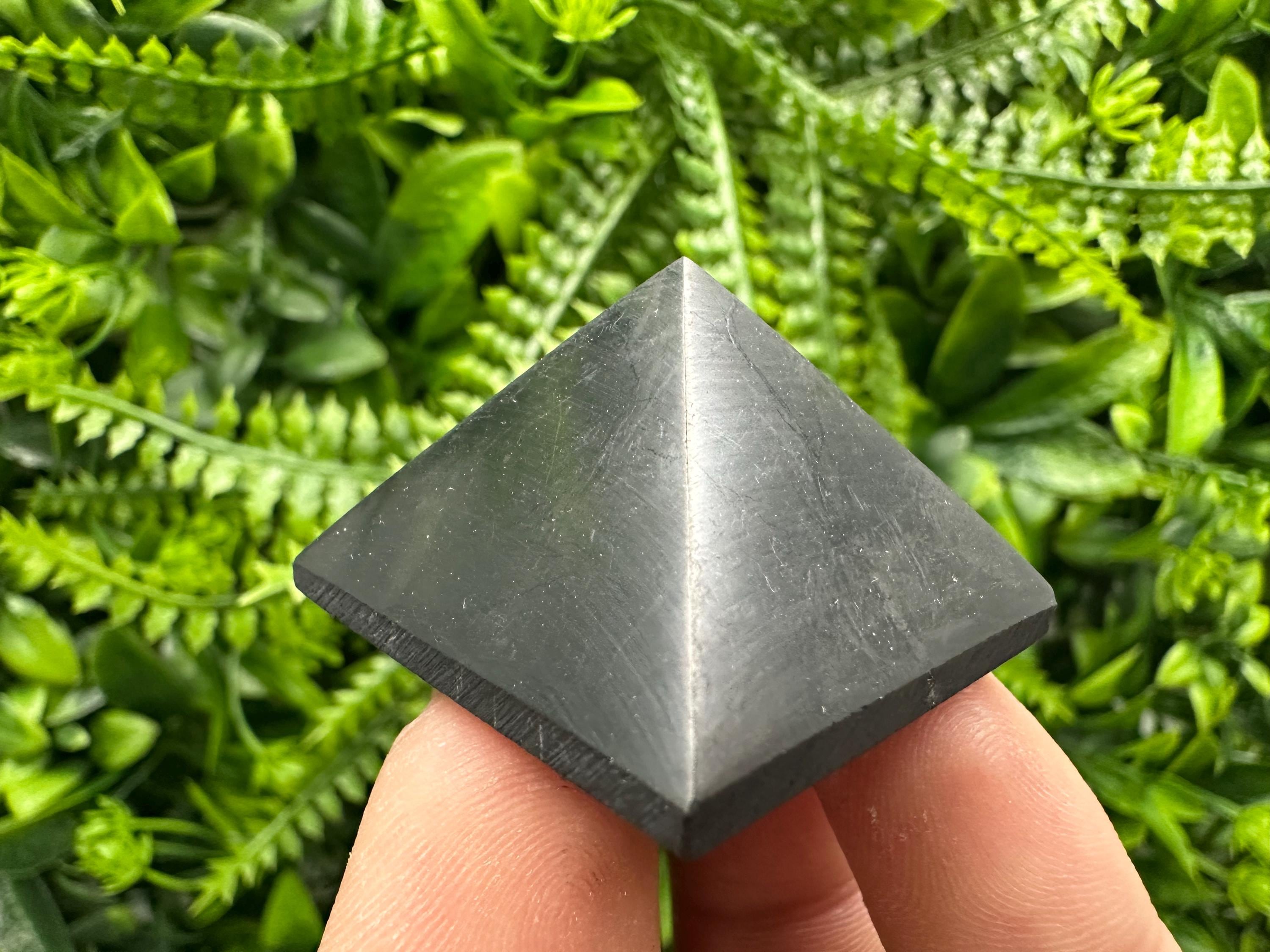 Shungite Pyramid (3cm): Polished EMF Protection Crystal