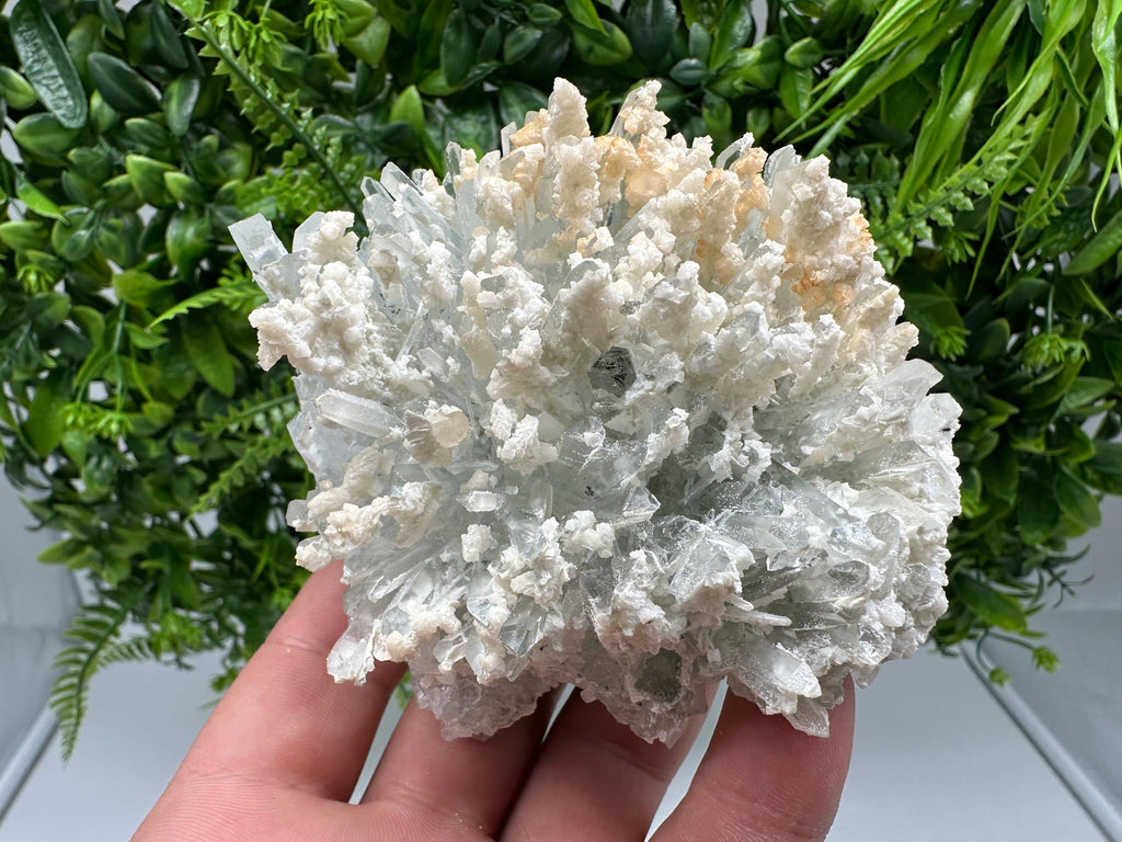 Quartz with Calcite Cluster: Krushev Dol Mine, Bulgaria