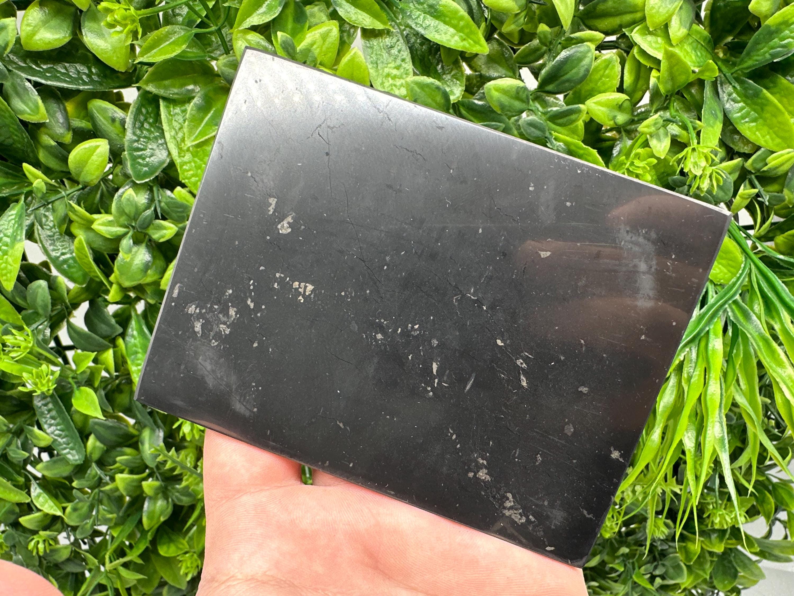Polished Shungite Tile, Karelia Russia, Healing Stone (9/12cm)