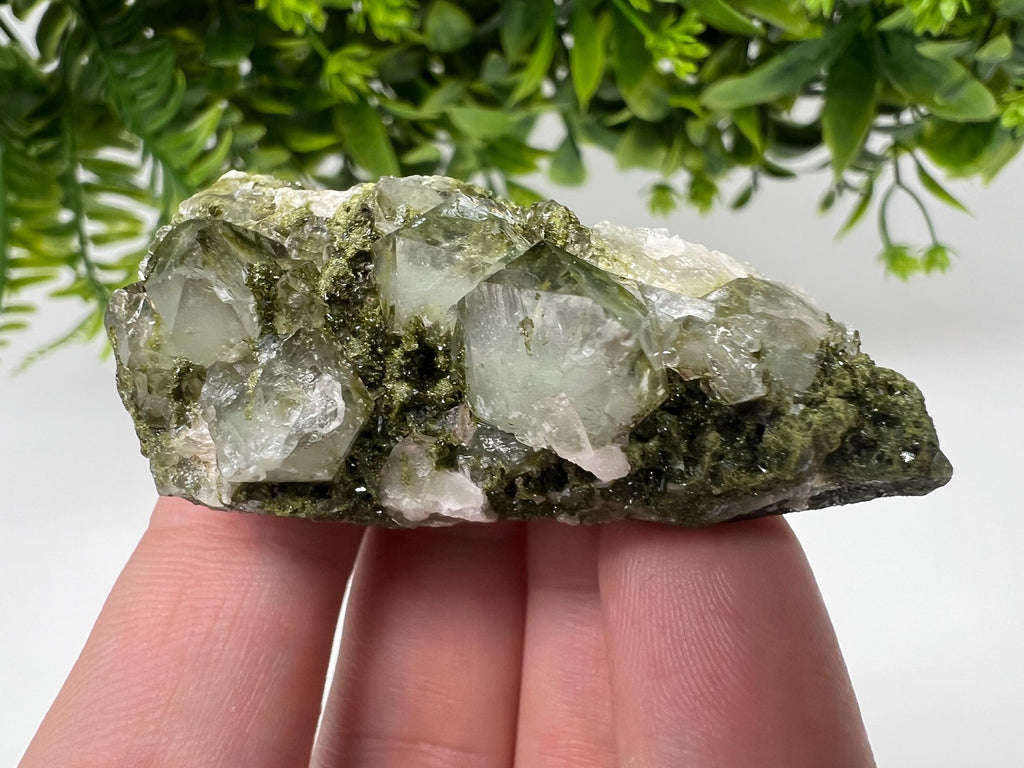 Rare Green Epidote with Quartz Crystal Cluster, Eastern Anatolia