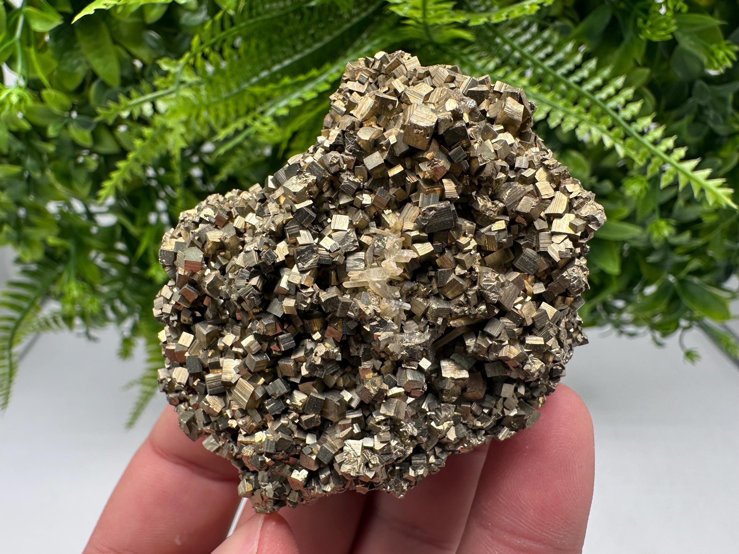 Rainbow Pyrite with Calcite, Natural Mineral Souvenir