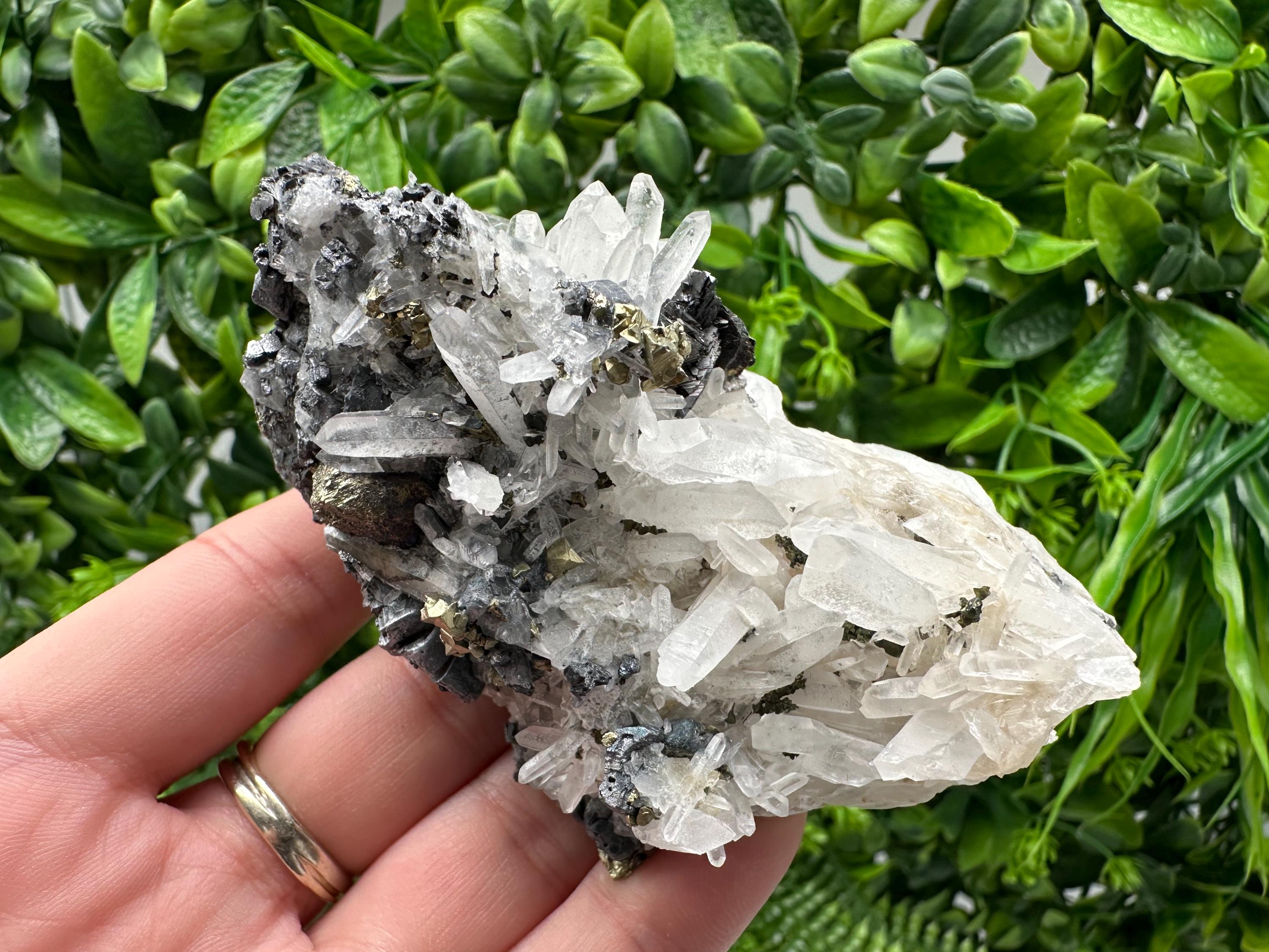 Wonderful Sphalerite Chalcopyrite on  Quartz whit Galena feom 9 th September mine,Bulgaria,natural,collection mineral specimen,gift
