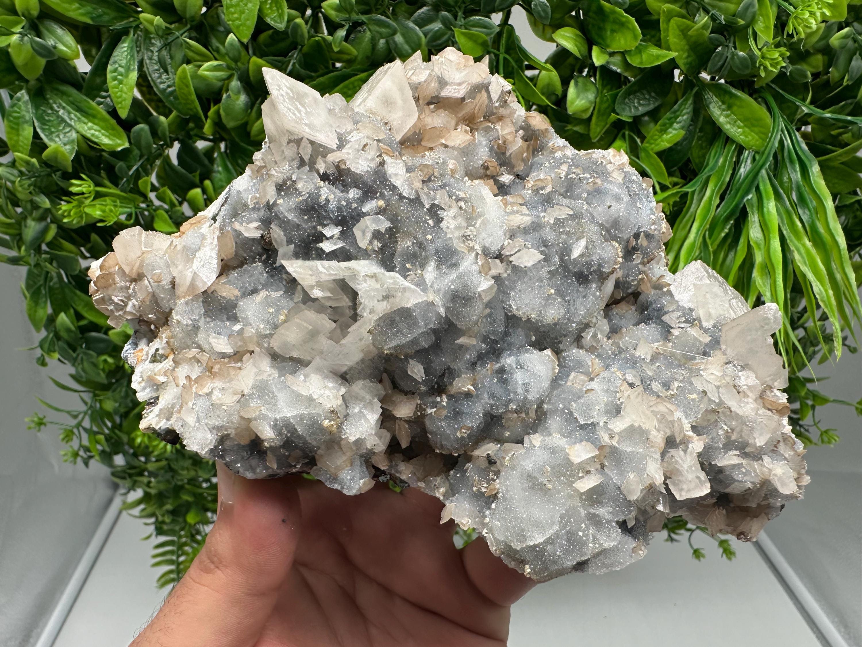 Calcite on Chalcedony Mineral Specimen, Krushev dol Bulgaria