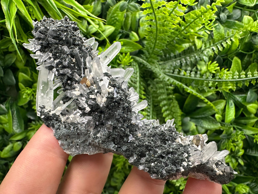 Calcite Pyrite Quartz Cluster: Chlorite Minerals, Borieva Bulgaria