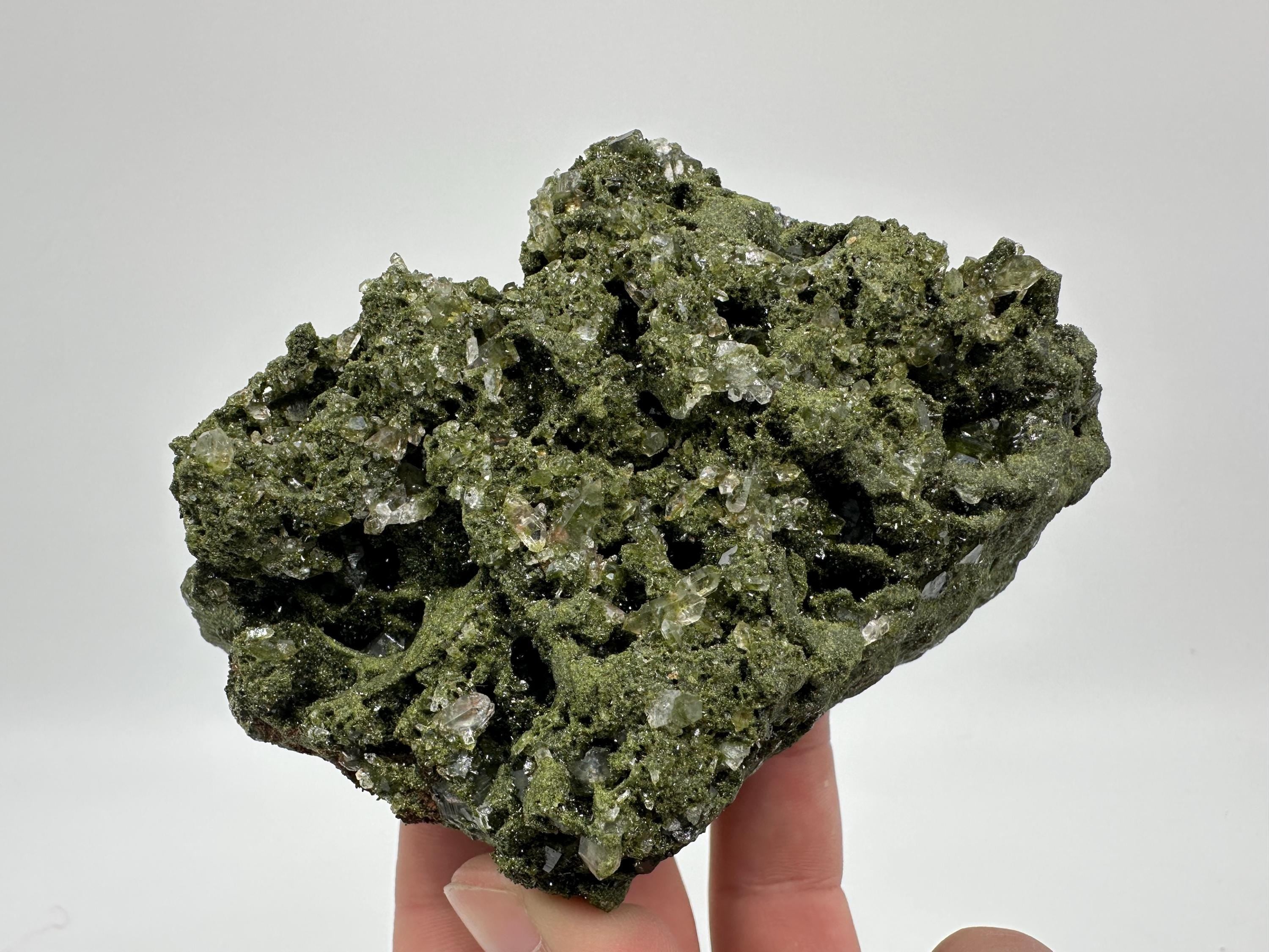 Sparkly Green Epidote with Quartz Crystals - Eastern Anatolian Mineral Decor