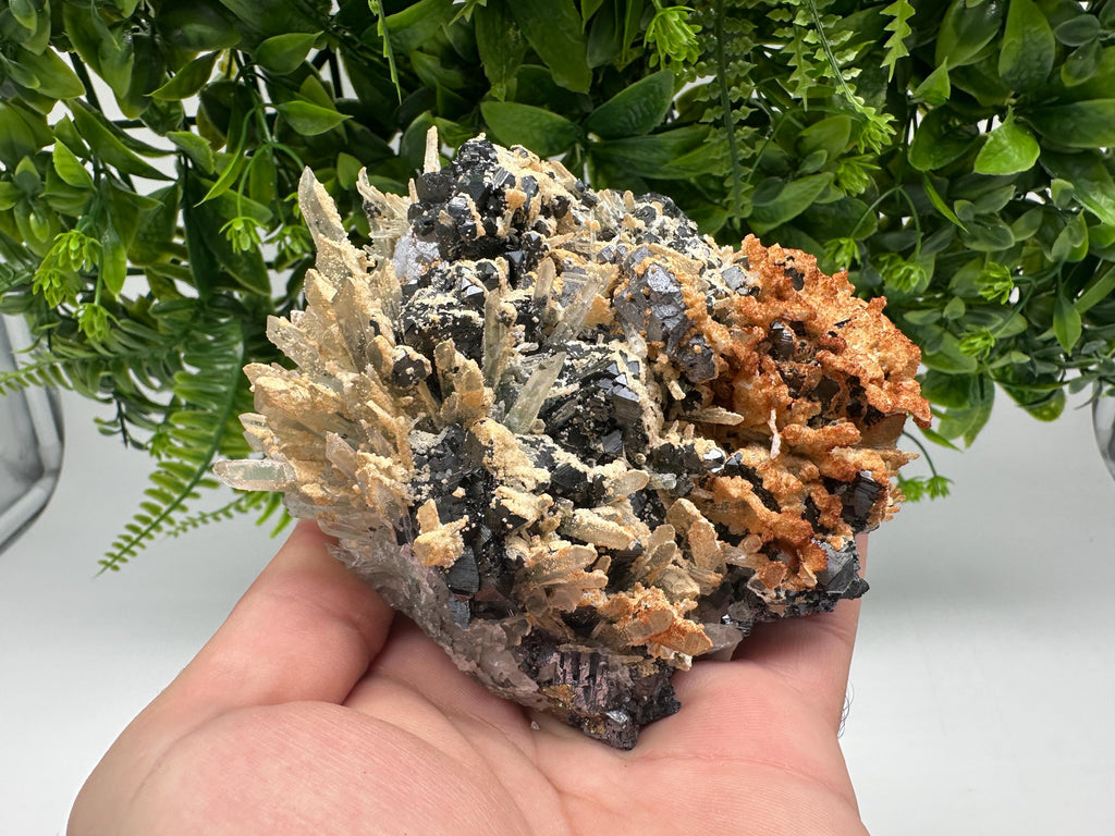 Amazing Galena spinel law on Quartz whit Siderite,from Krushev dol mine,Bulgaria,natural,collection mineral specimen,home decor crystal,souv