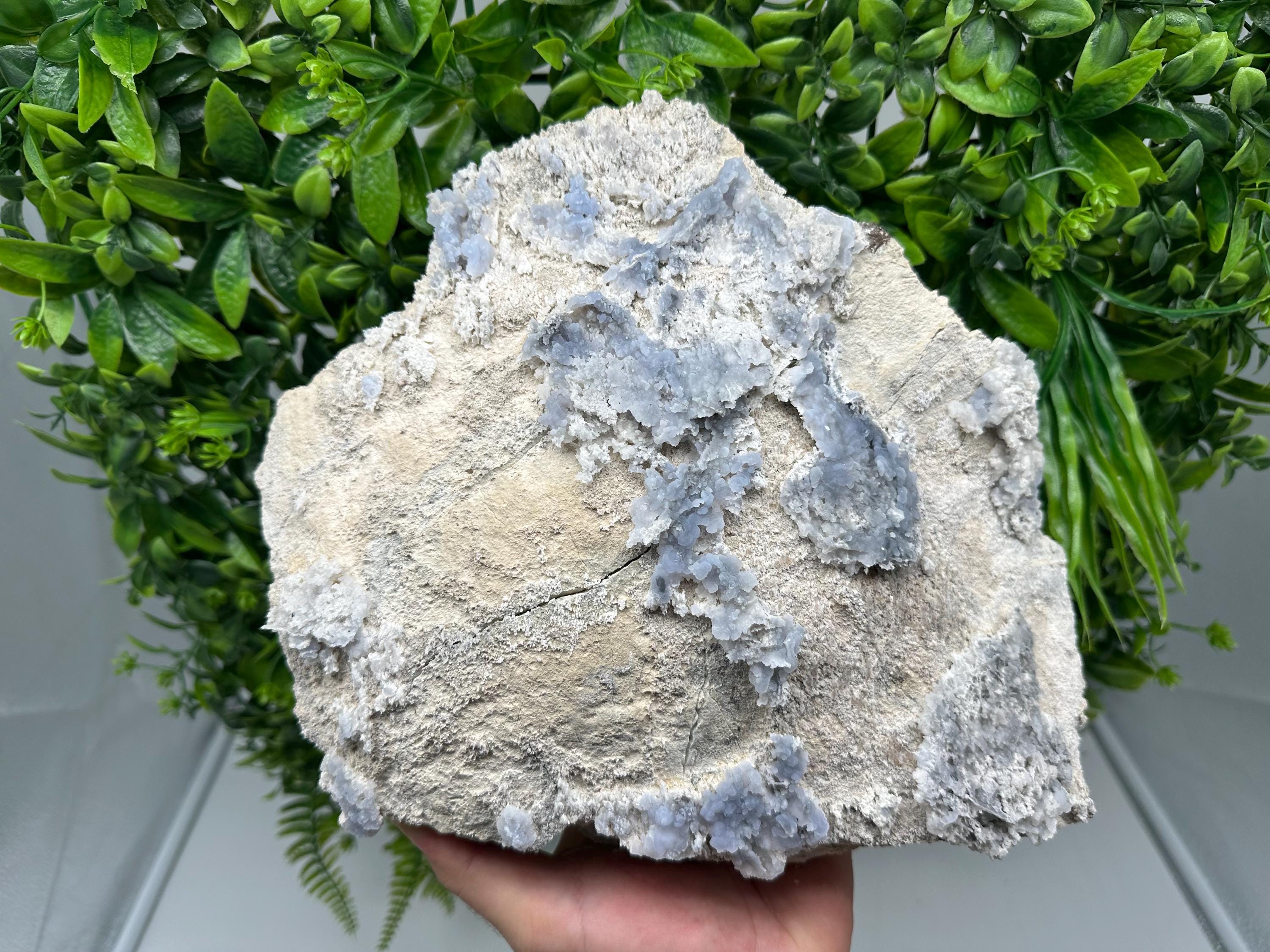 Rare Light Blue Chalcedony Specimen: Bulgarian Mineral Collection, Home Decor Stone