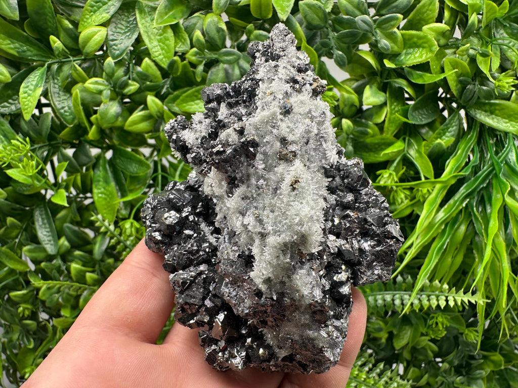 Sphalerite on Green Quartz, Borieva Mine Mineral Specimen