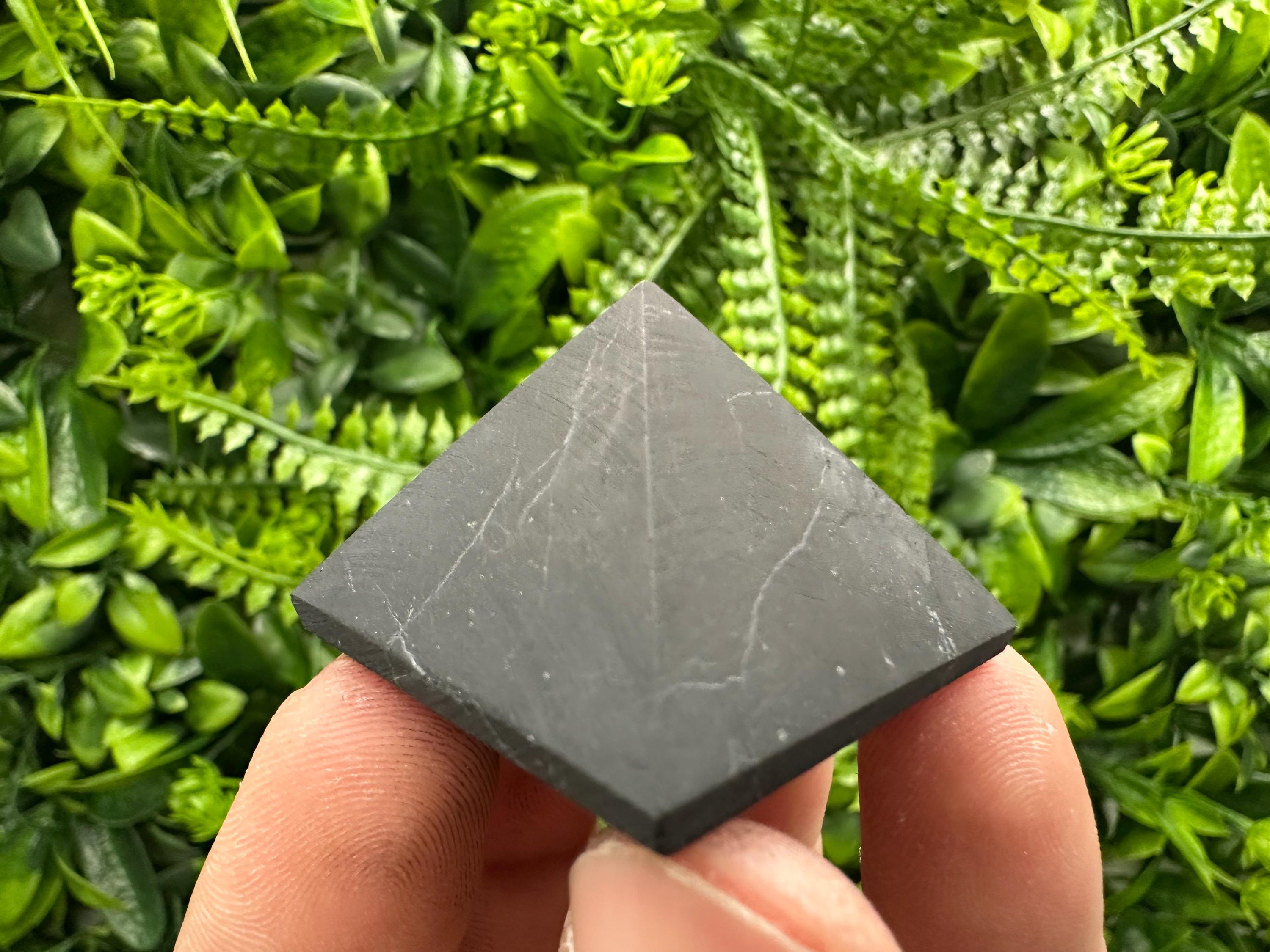 Shungite Pyramid 3cm: EMF & 5G Protection, Healing Crystal