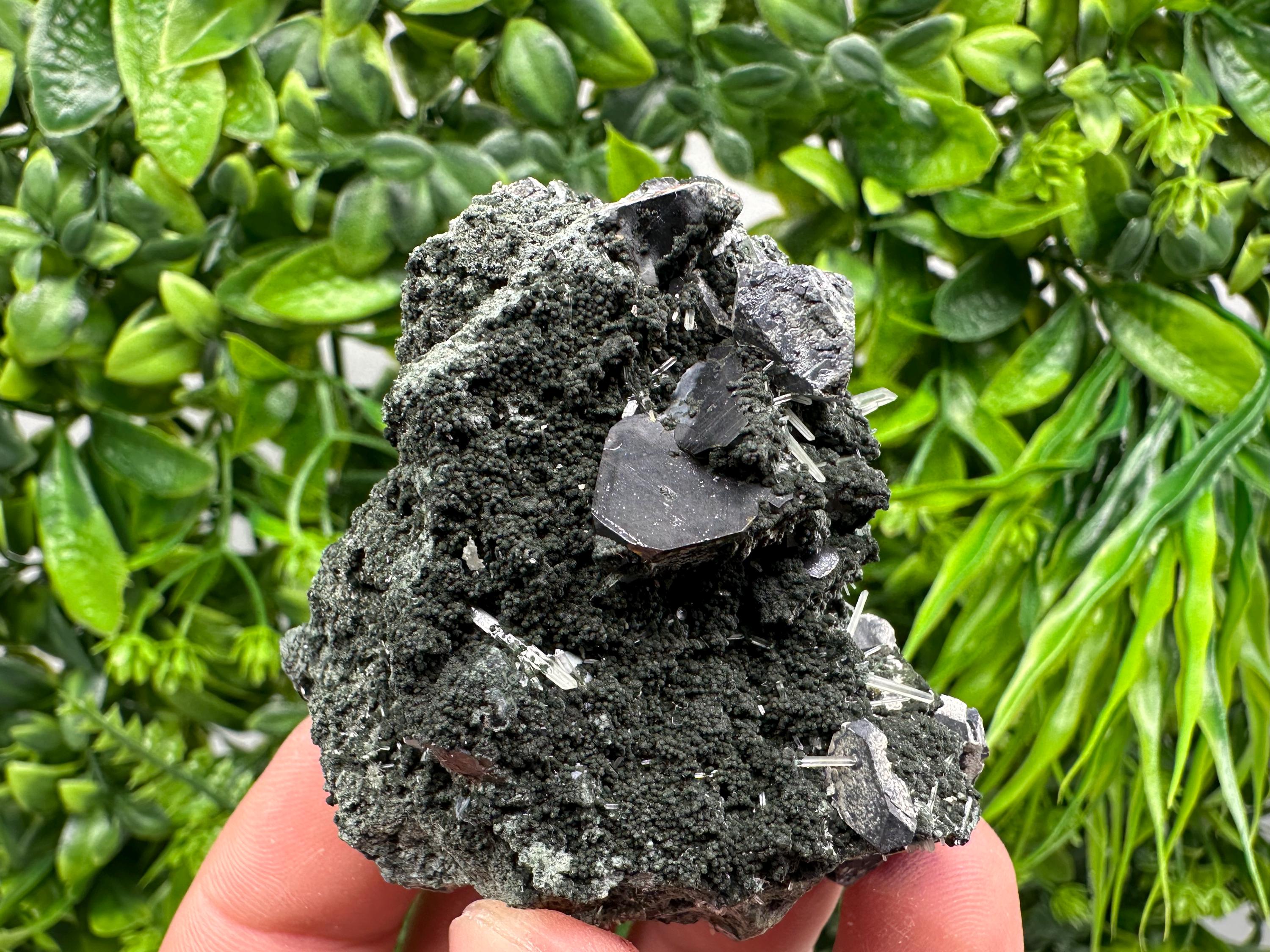 Sphalerite on Quartz, Epidote, Chlorite, Borieva Mine Mineral Specimen
