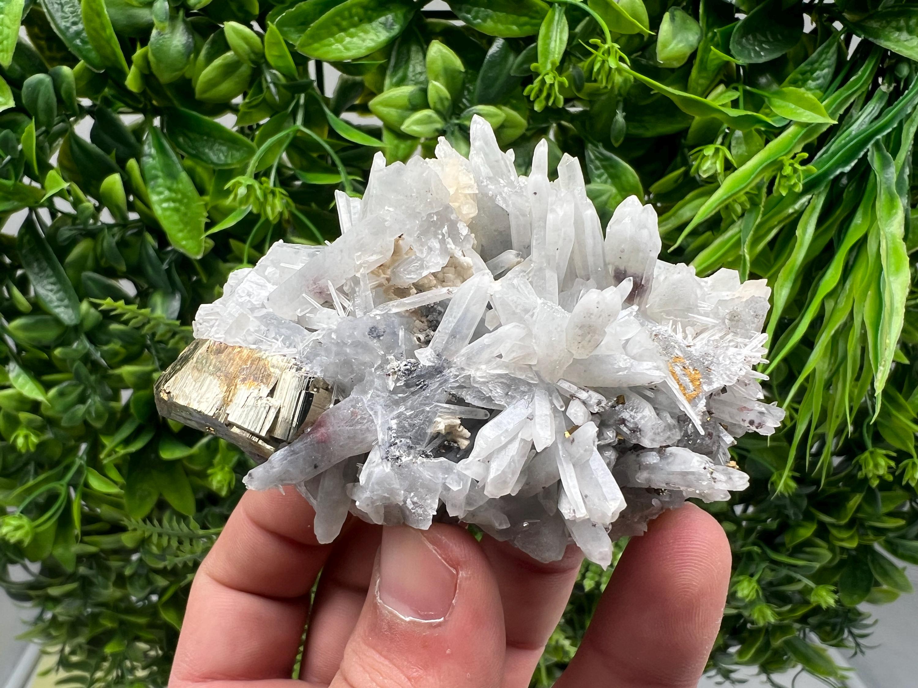 Stunning Rainbow Pyrite on Sphalerite,Quartz,from Borieva mine,Bulgaria,natural collection mineral specimen,pyrite cluster,Sphalerite,gift