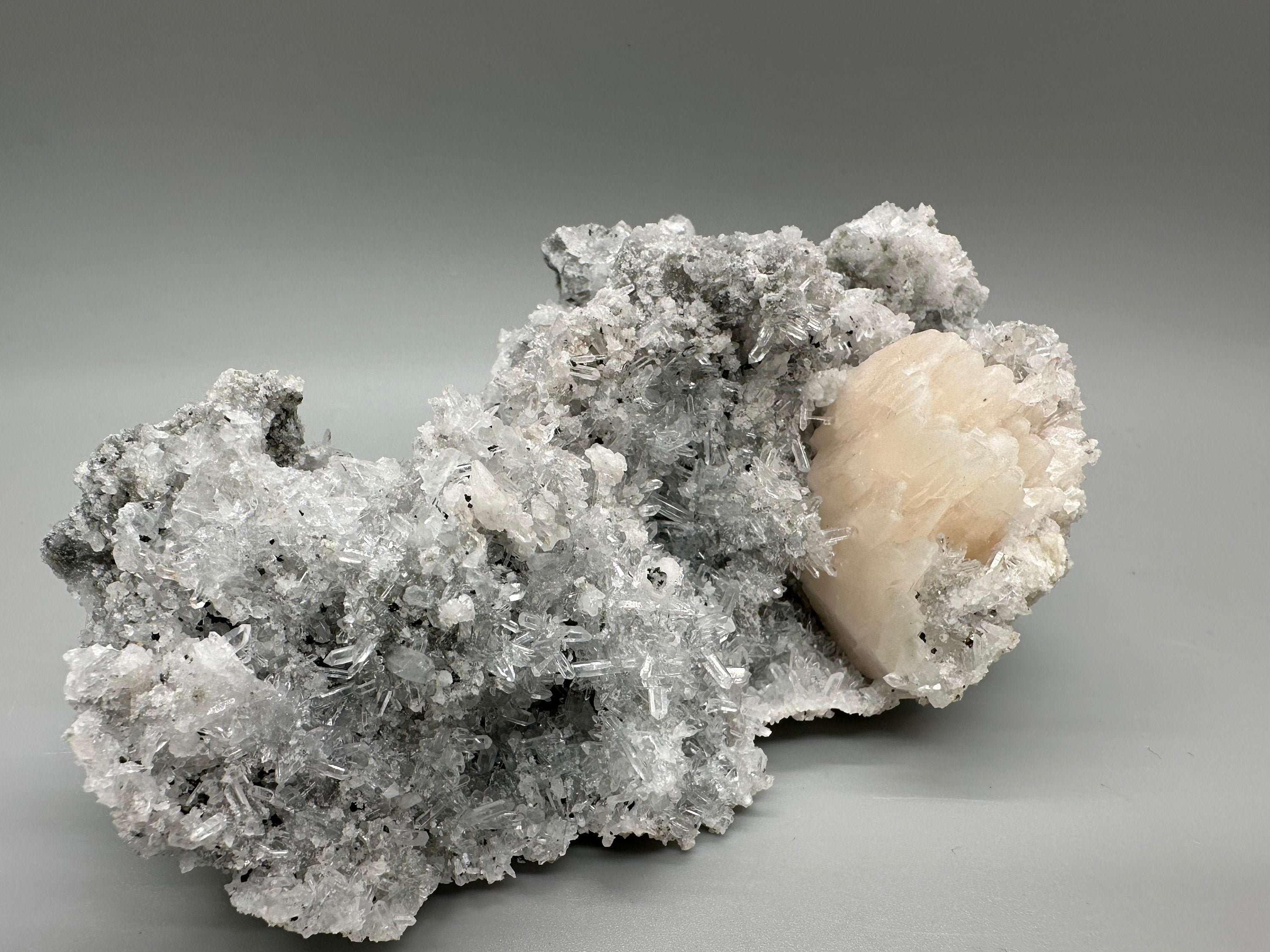 Calcite on Quartz Specimen, Borieva Mine, Bulgaria