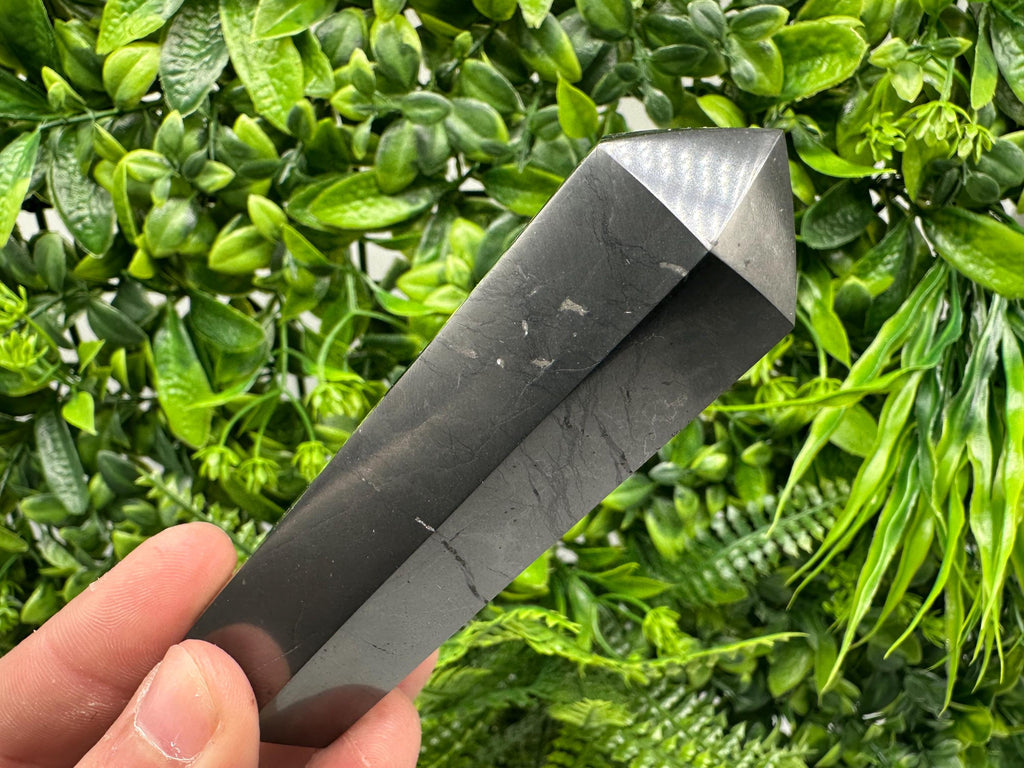 Shungite Stone Tower: EMF Neutralizer, Energy Protection, Crystal Decor (10cm)