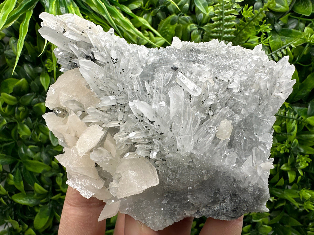 Calcite with Quartz: Natural Mineral Souvenir, Borieva Bulgaria (13/11/5cm)