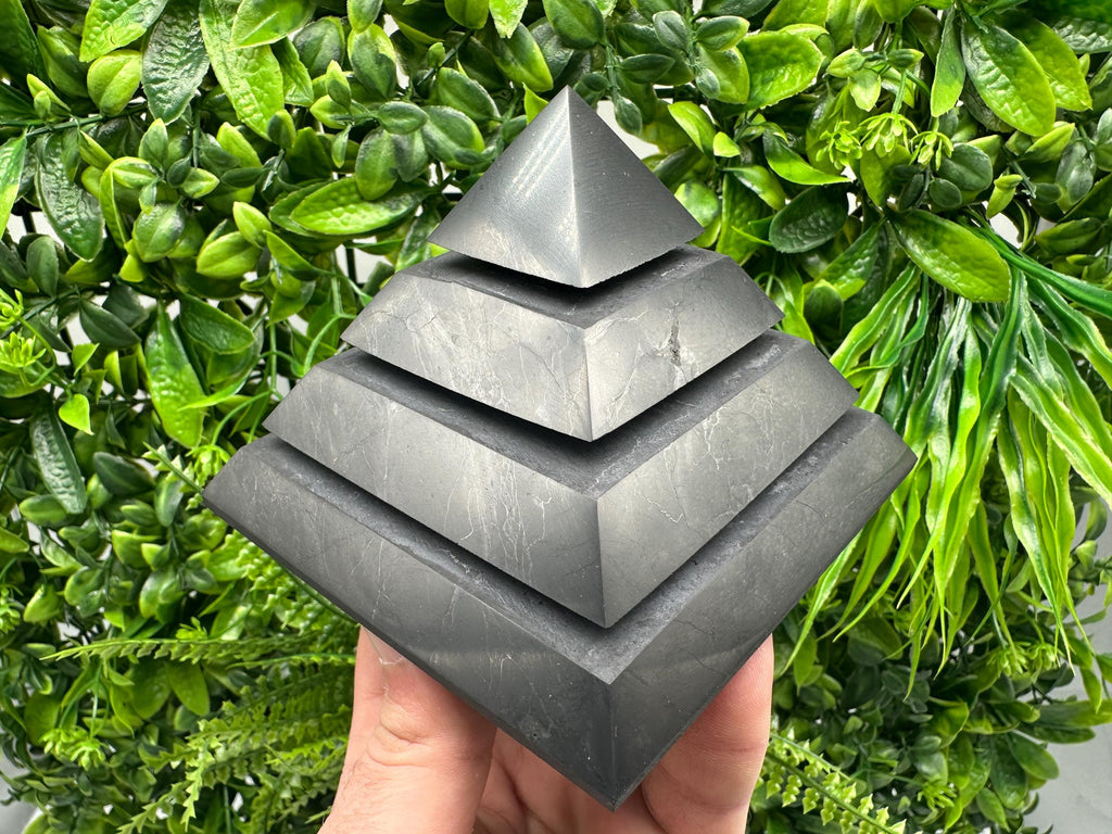 Polished Shungite Pyramid, Sacred Geometry, EMF Protection