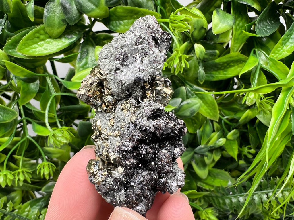 Pyrite on Green Quartz, Bulgaria Mineral Specimen, Home Decor Stone