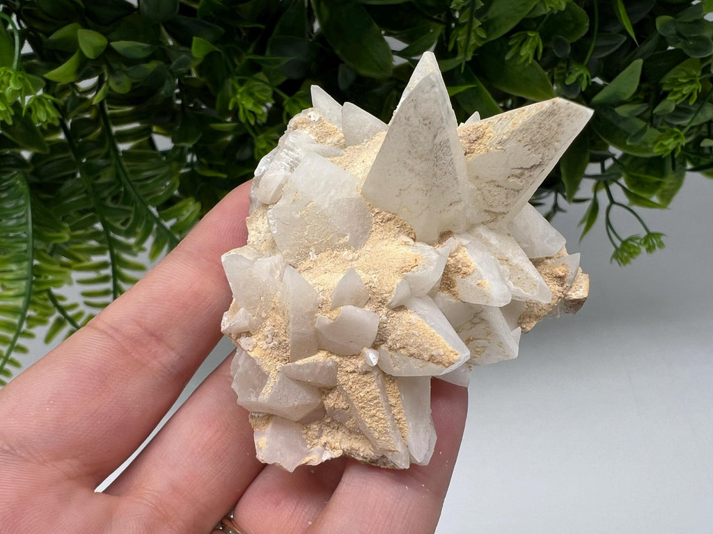 Calcite on Green Quartz: Djurcovo Mine, Bulgaria Healing Crystal