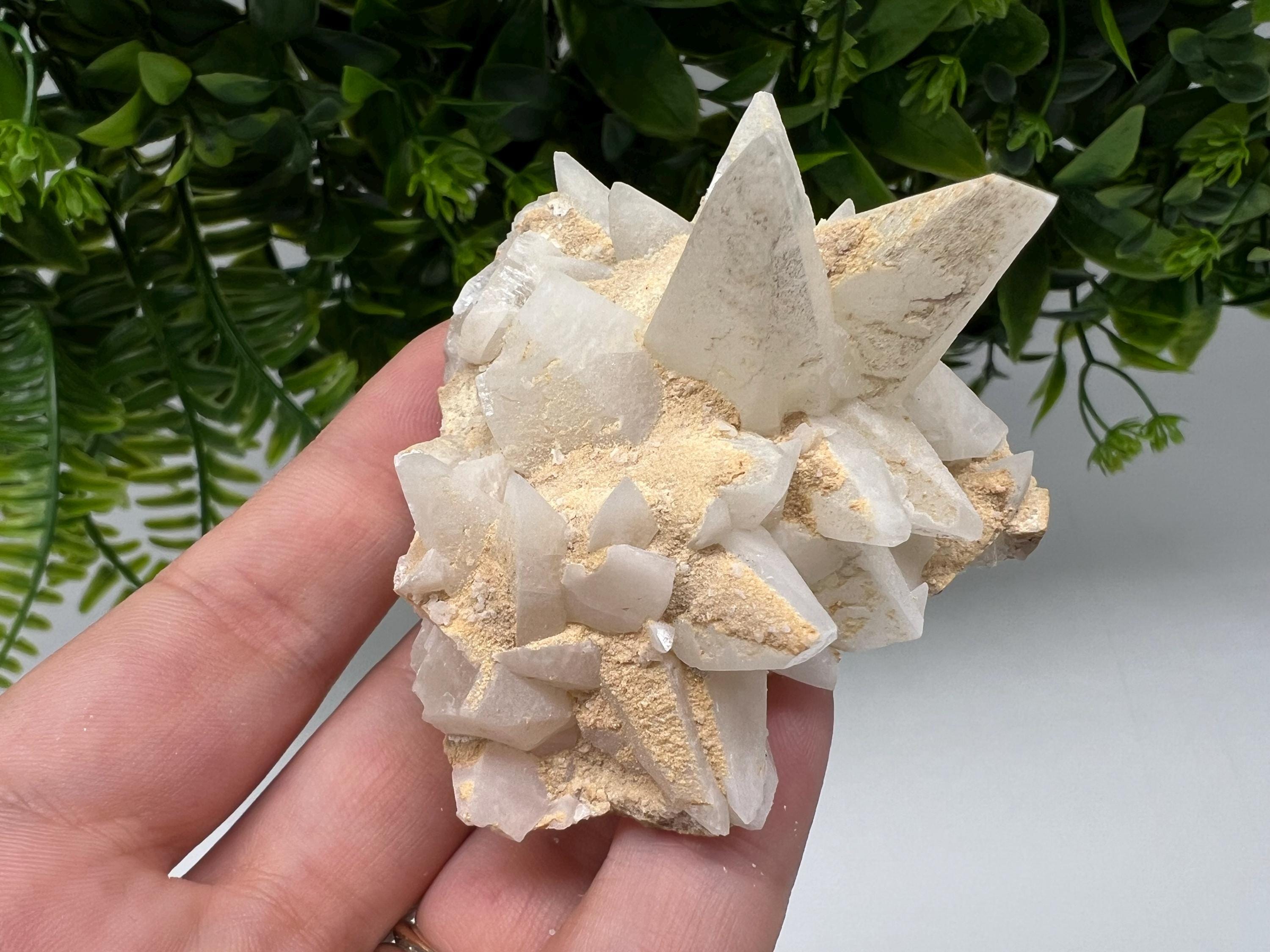 Calcite on Green Quartz: Djurcovo Mine, Bulgaria Healing Crystal