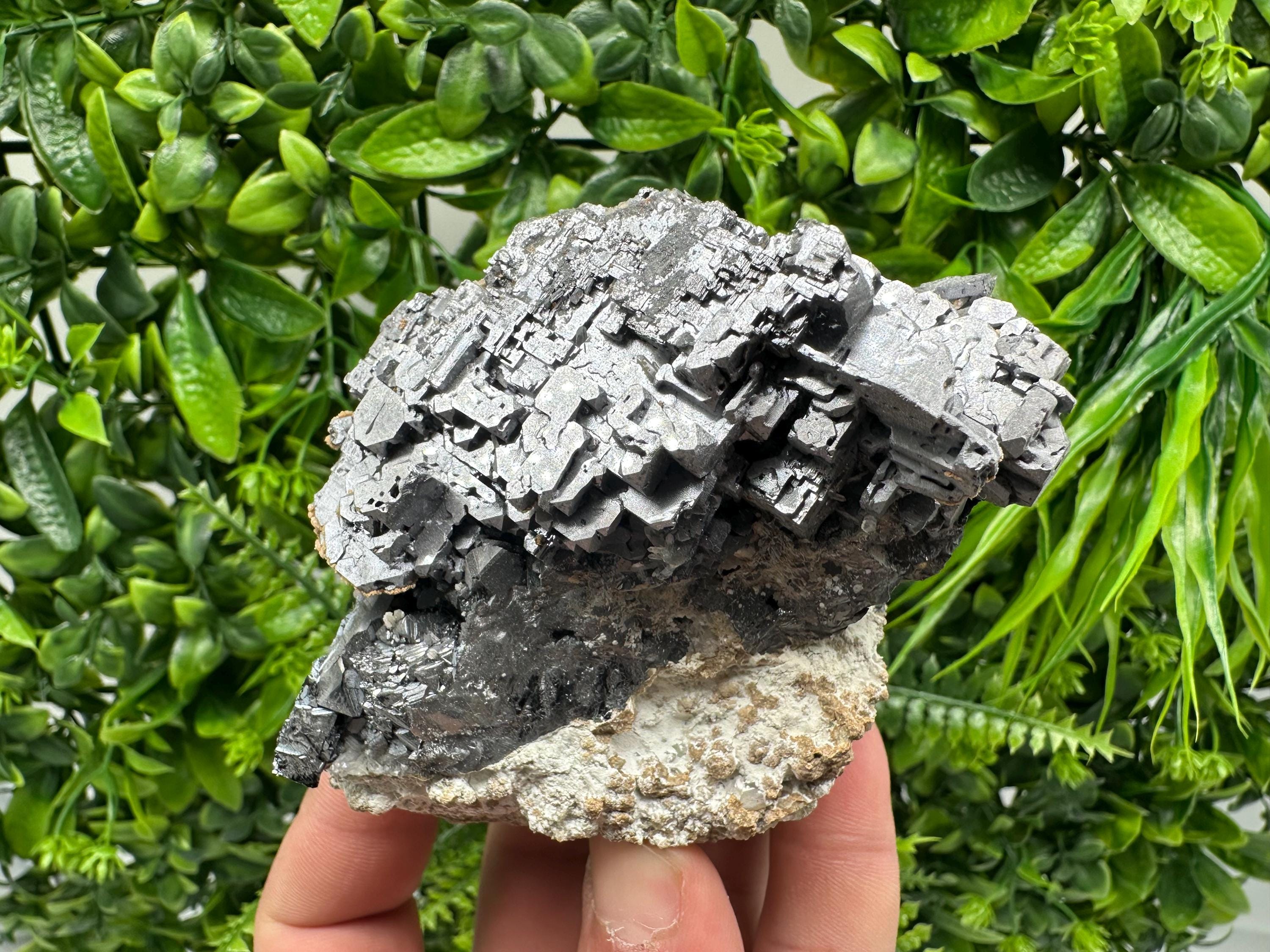 Aesthetic Natural shiny Galena whit Siderite and Quartz from 9 th September mine,Bulgaria,collection specimen,rare galena,Galena cluster