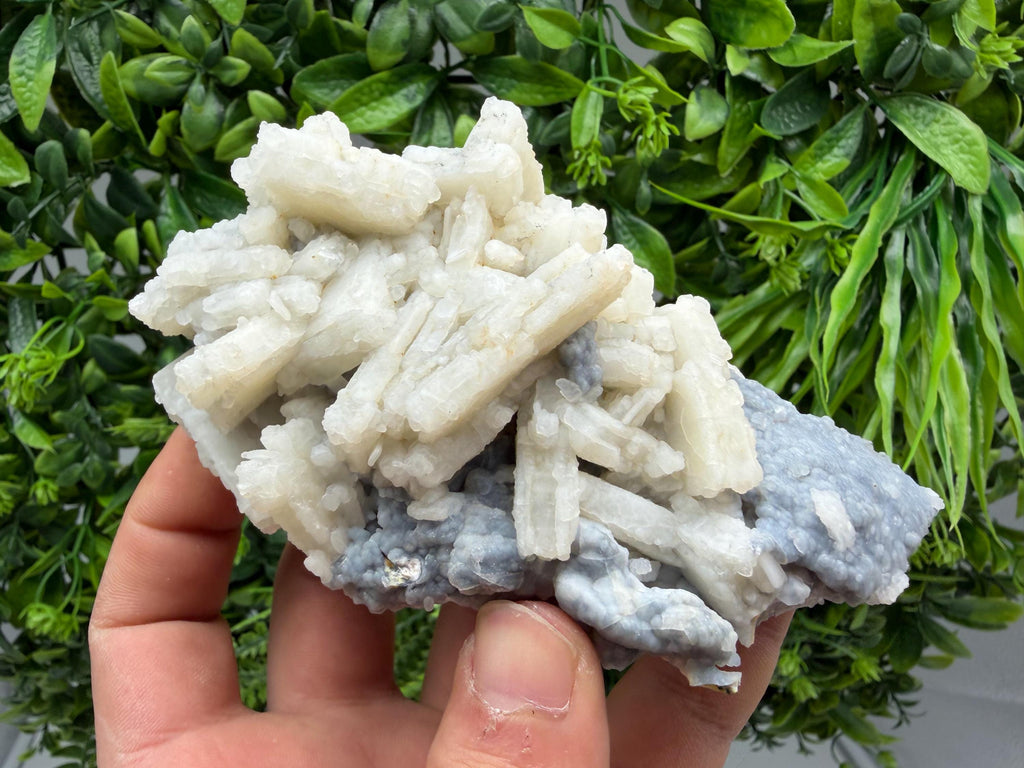 Rare Fluorescent Calcite after Barite on Chalcedony - Androvo Mine, Bulgaria