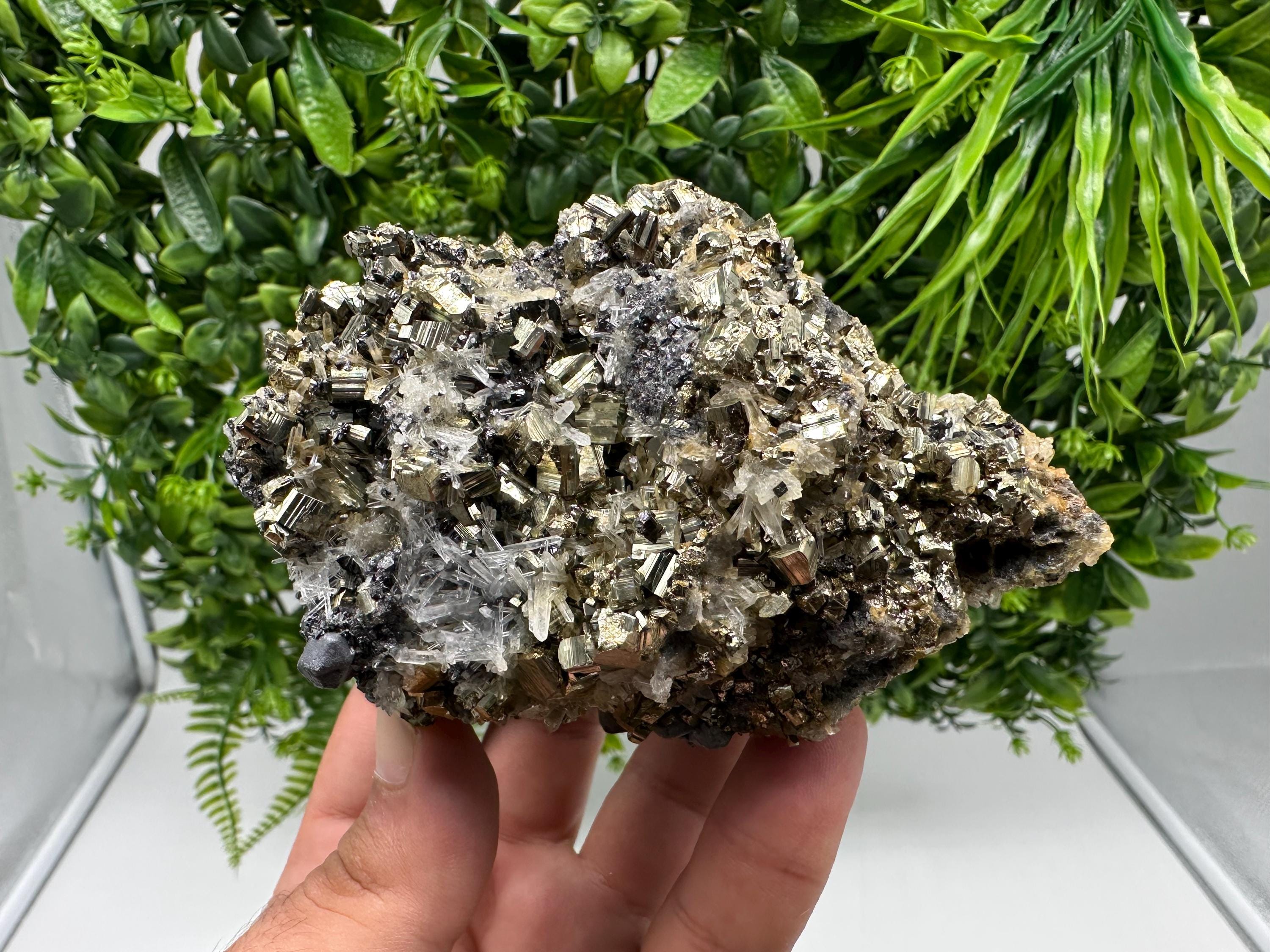 Wonderful Rainbow Pyrite on Quartz whit Oxide,natural minerals souvenir crystal,home decor,collection stone,rare minerals,Borieva Bulgaria