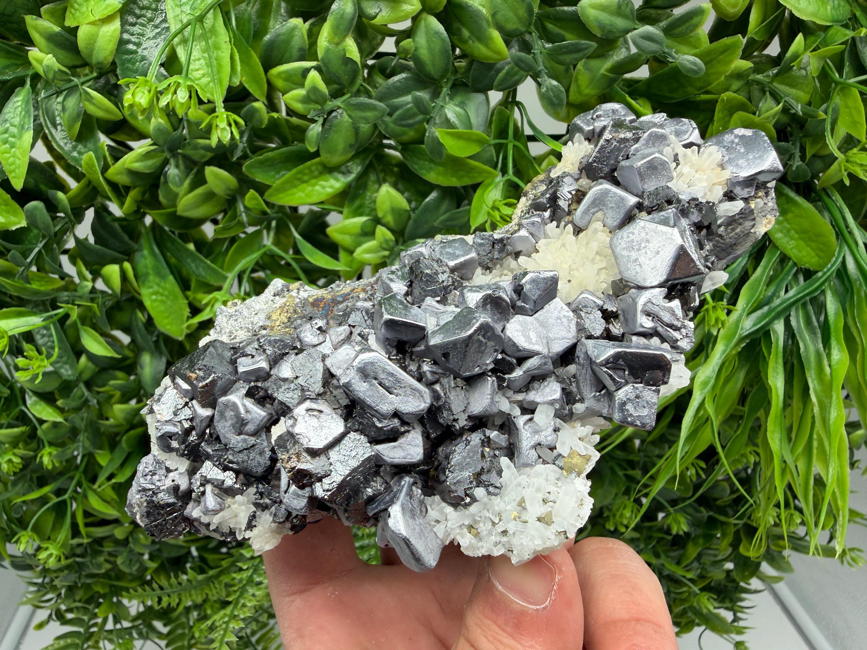 Aesthetic Natural shiny Galena whit Siderite and Quartz from 9 th September mine,Bulgaria,collection specimen,rare galena,Galena cluster