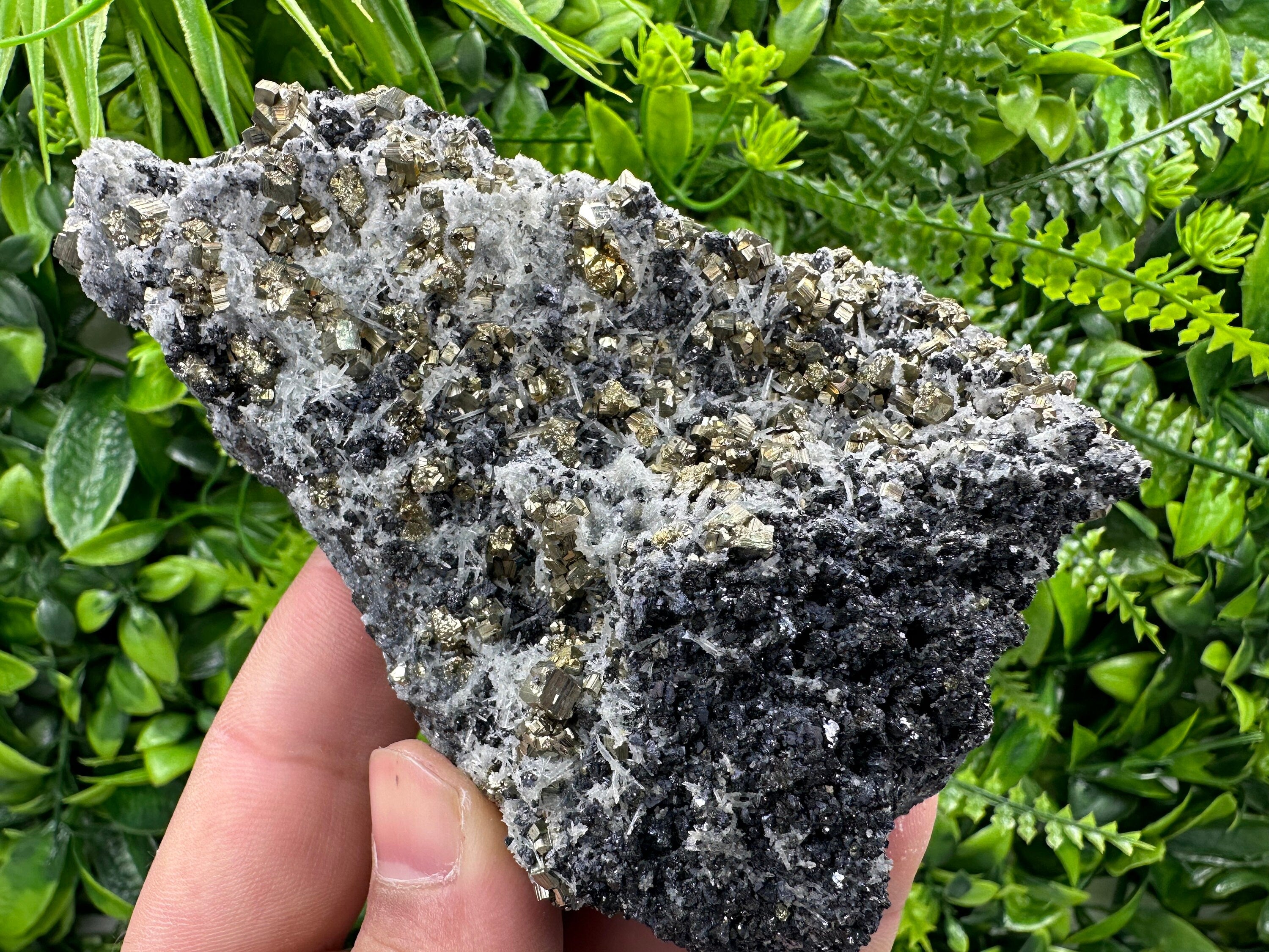 Pyrite Quartz Sphalerite Crystal Cluster, Borieva Mine Bulgaria
