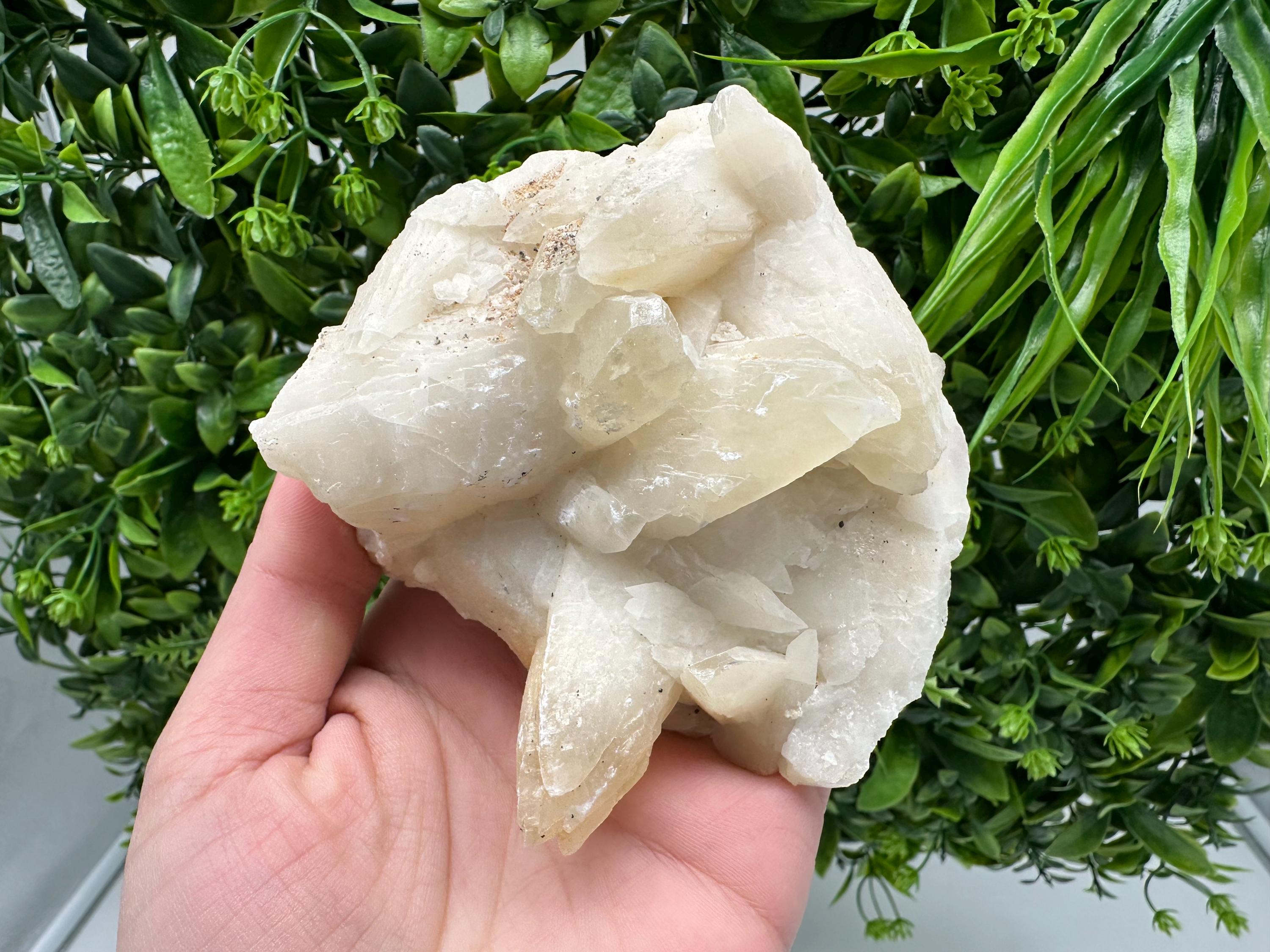 Calcite on Green Quartz: Laki Bulgaria Healing Crystal