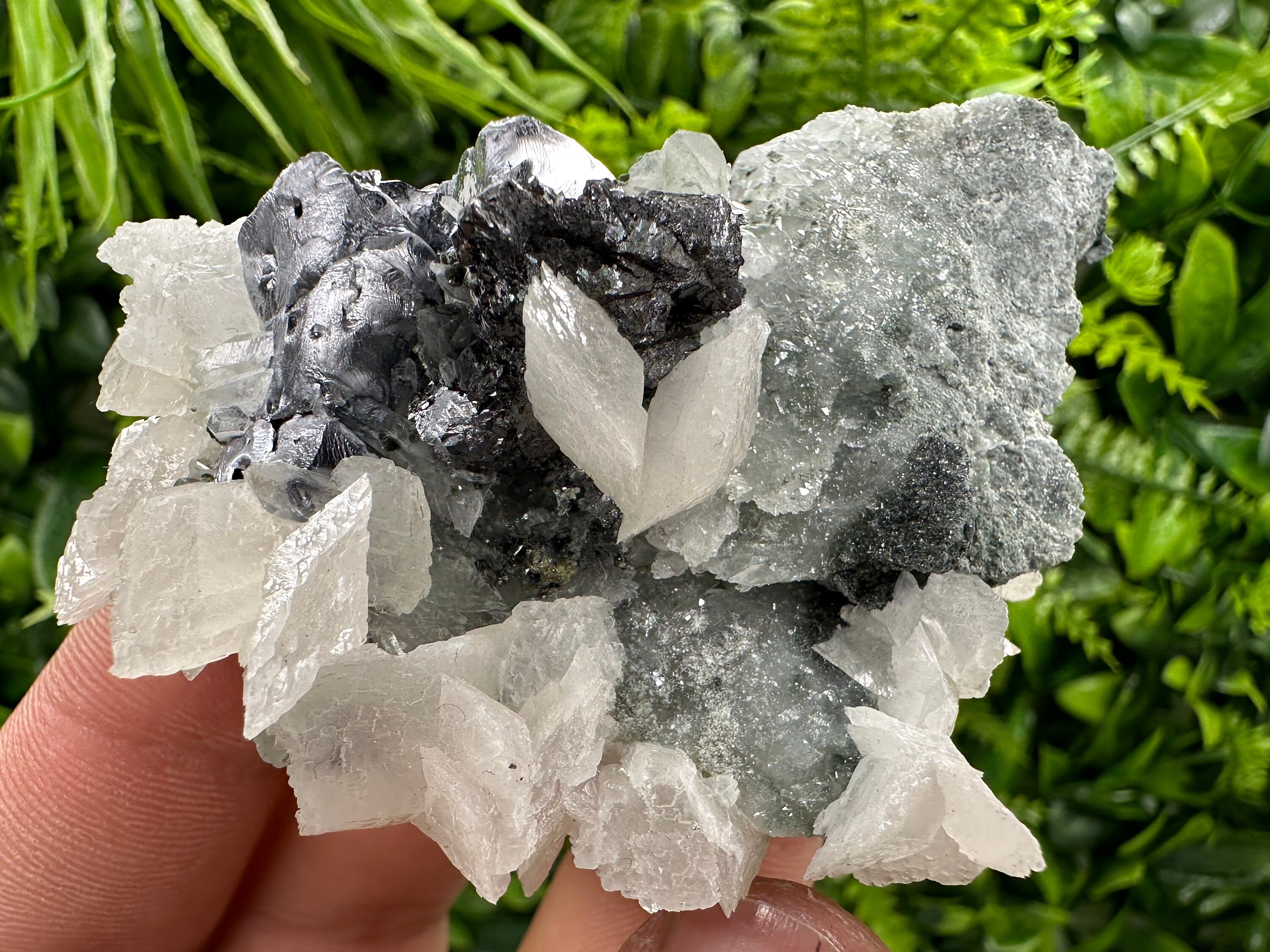 Galena Sphalerite Calcite Cluster, Borieva Mine Mineral Specimen
