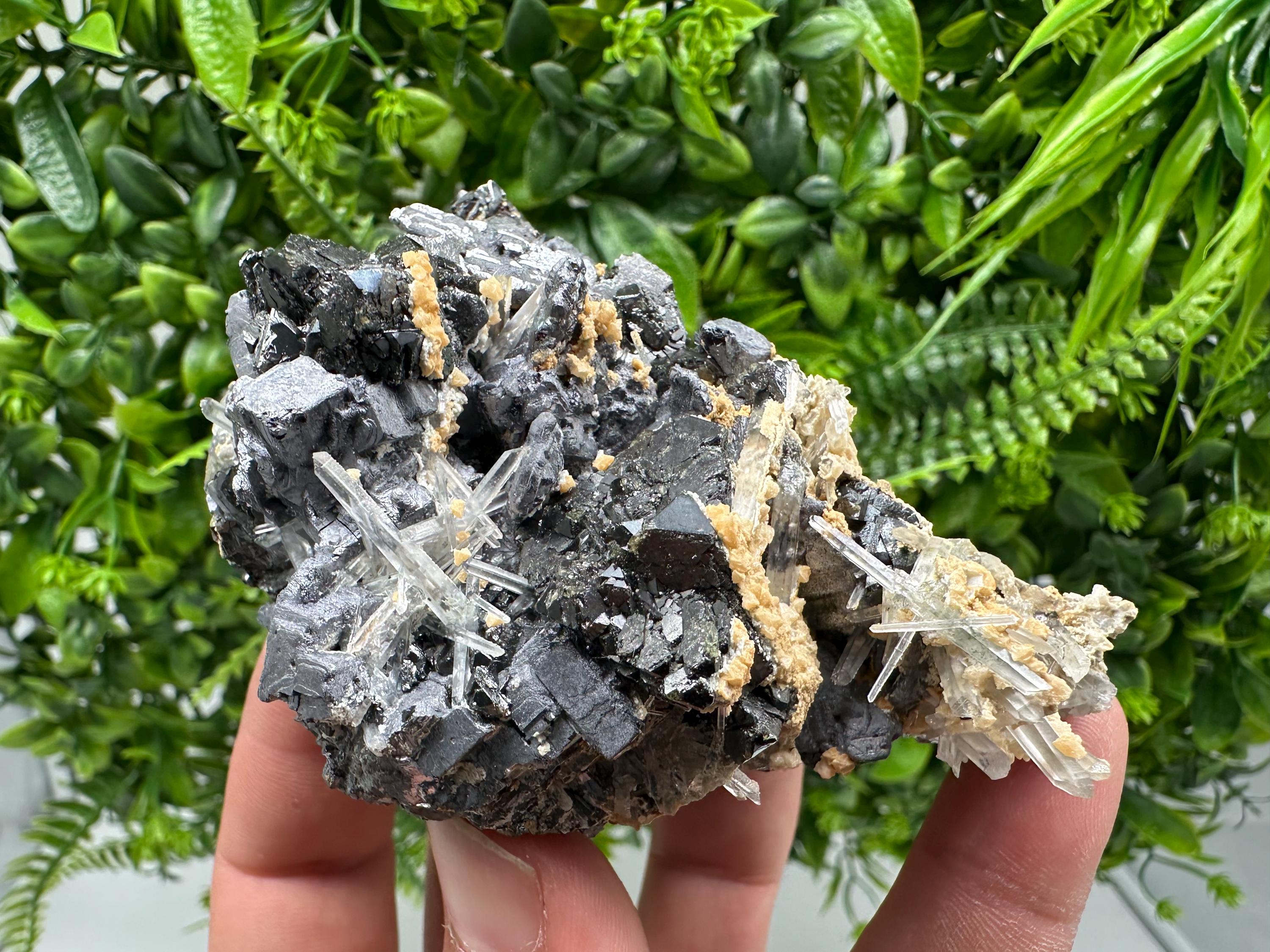 Amazing Galena spinel law on Quartz whit Siderite,from Krushev dol mine,Bulgaria,natural,collection mineral specimen,home decor crystal,souv