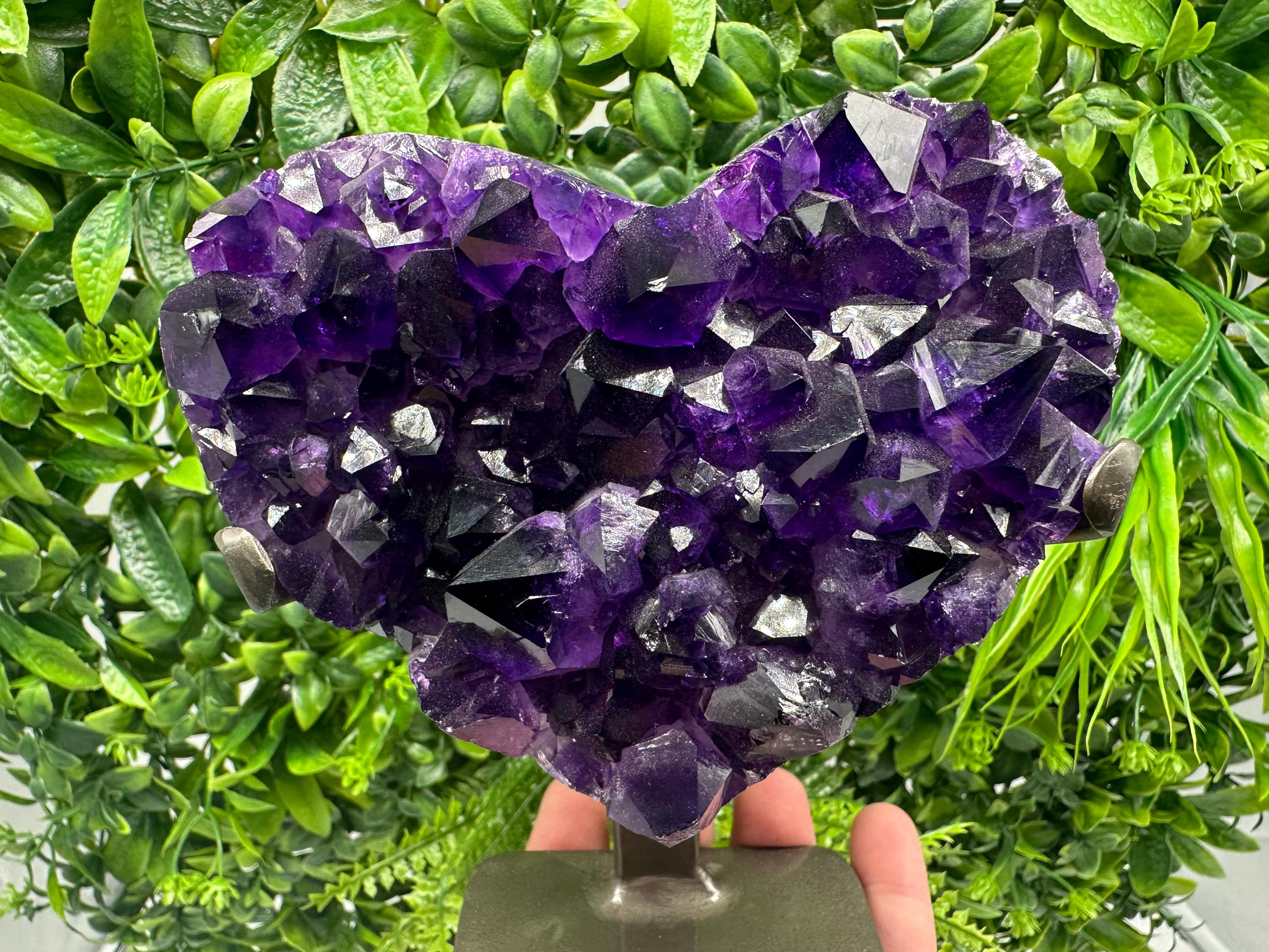 Large Purple Amethyst Heart: Natural Uruguay Crystal, Home Decor