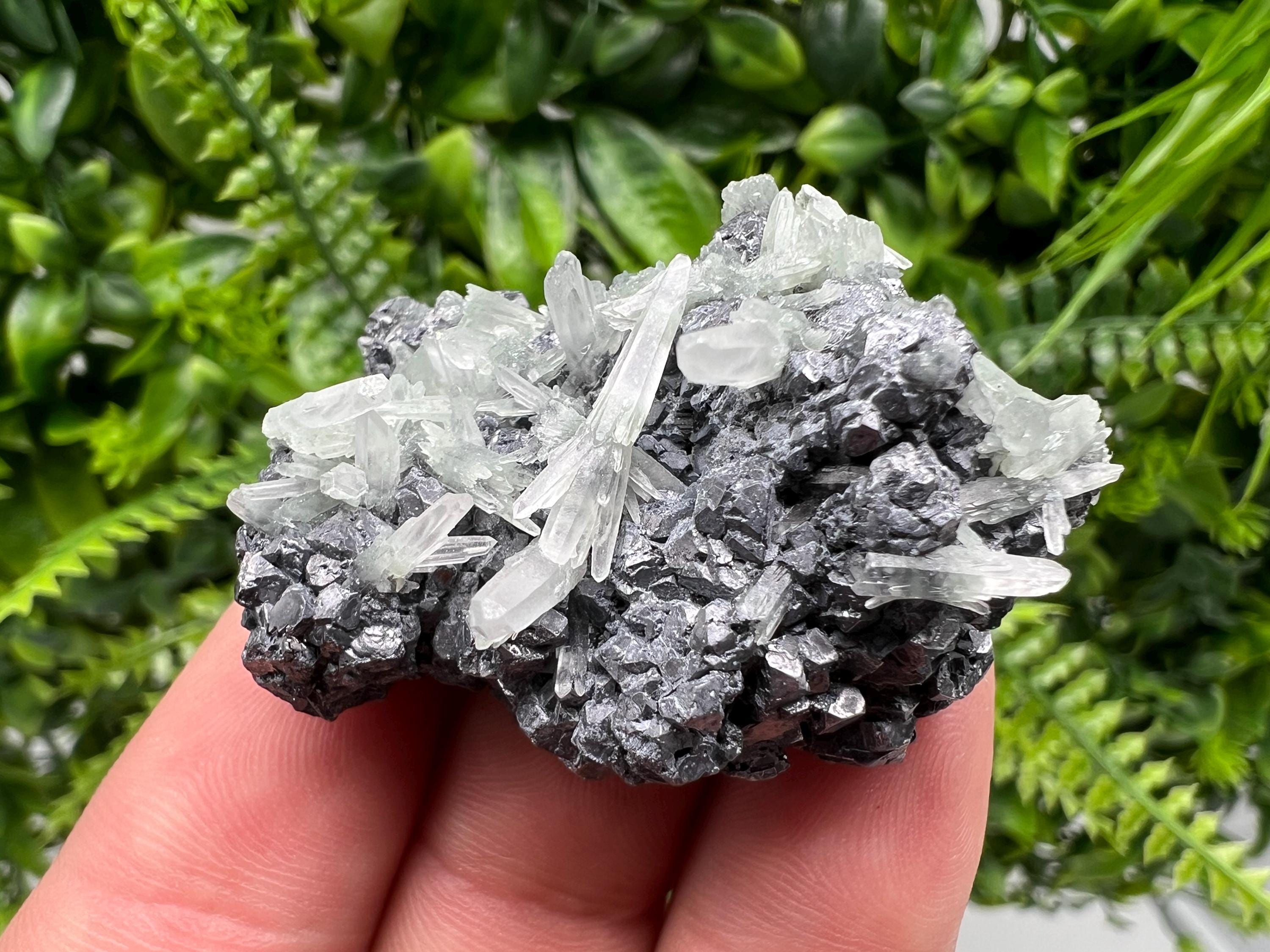 Galena with Green Quartz, Bulgarian Mineral Specimen, Crystal Decor