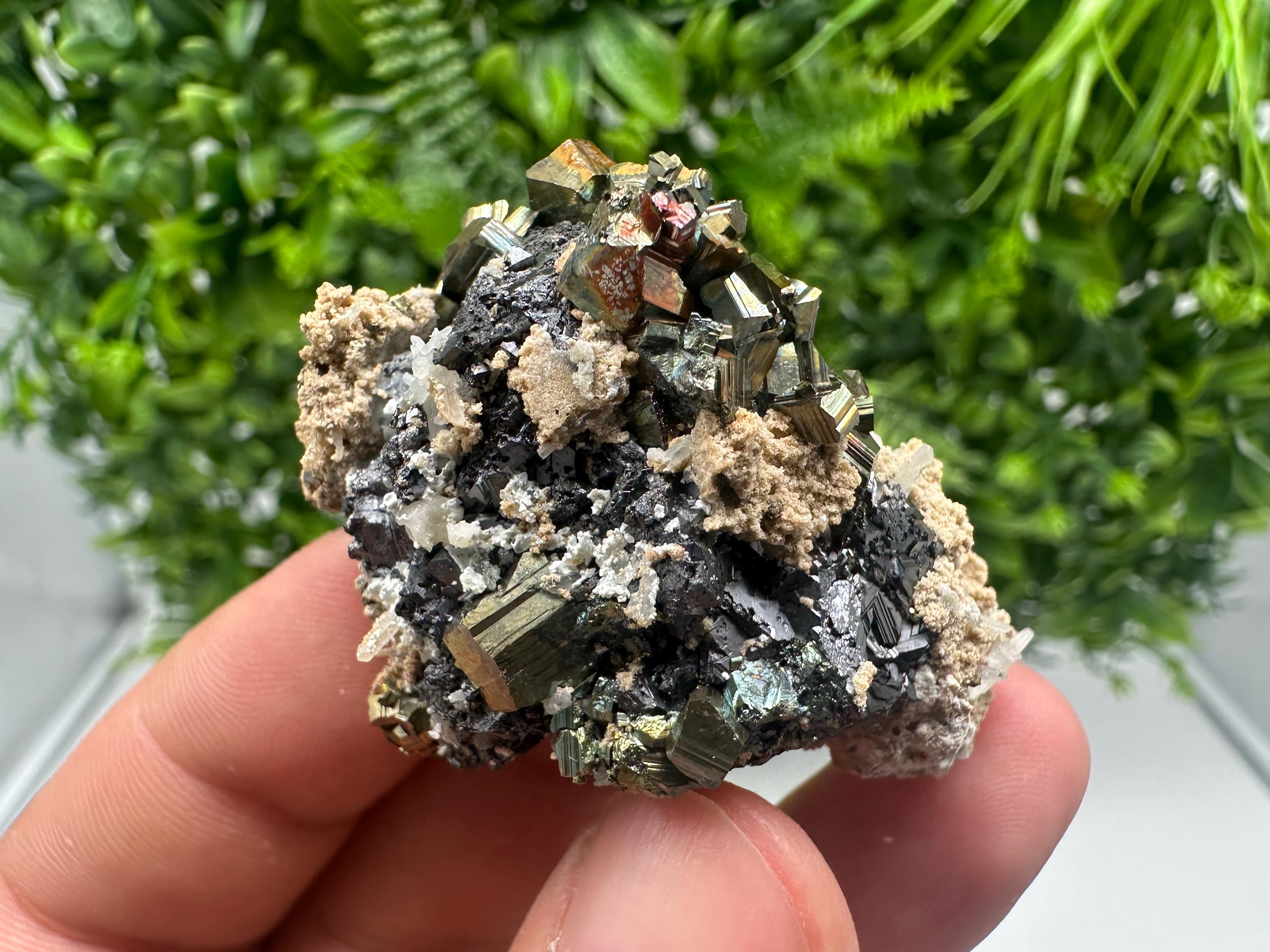 Calcite Pyrite Sphalerite Mineral Specimen: Madan Bulgaria Home Decor